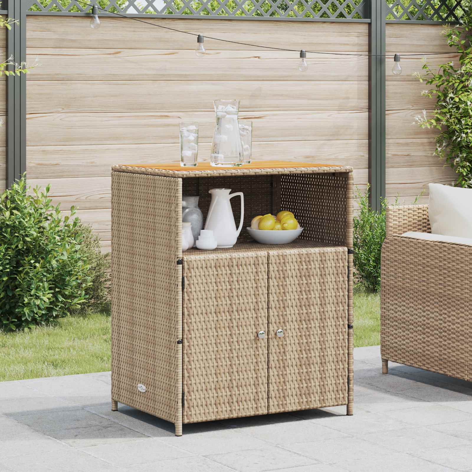 Kast met plank Beige 70 x 50 x 87 cm Polyester en Roly Ratten is nu te koop bij PeponiXL, paradijselijk wonen!