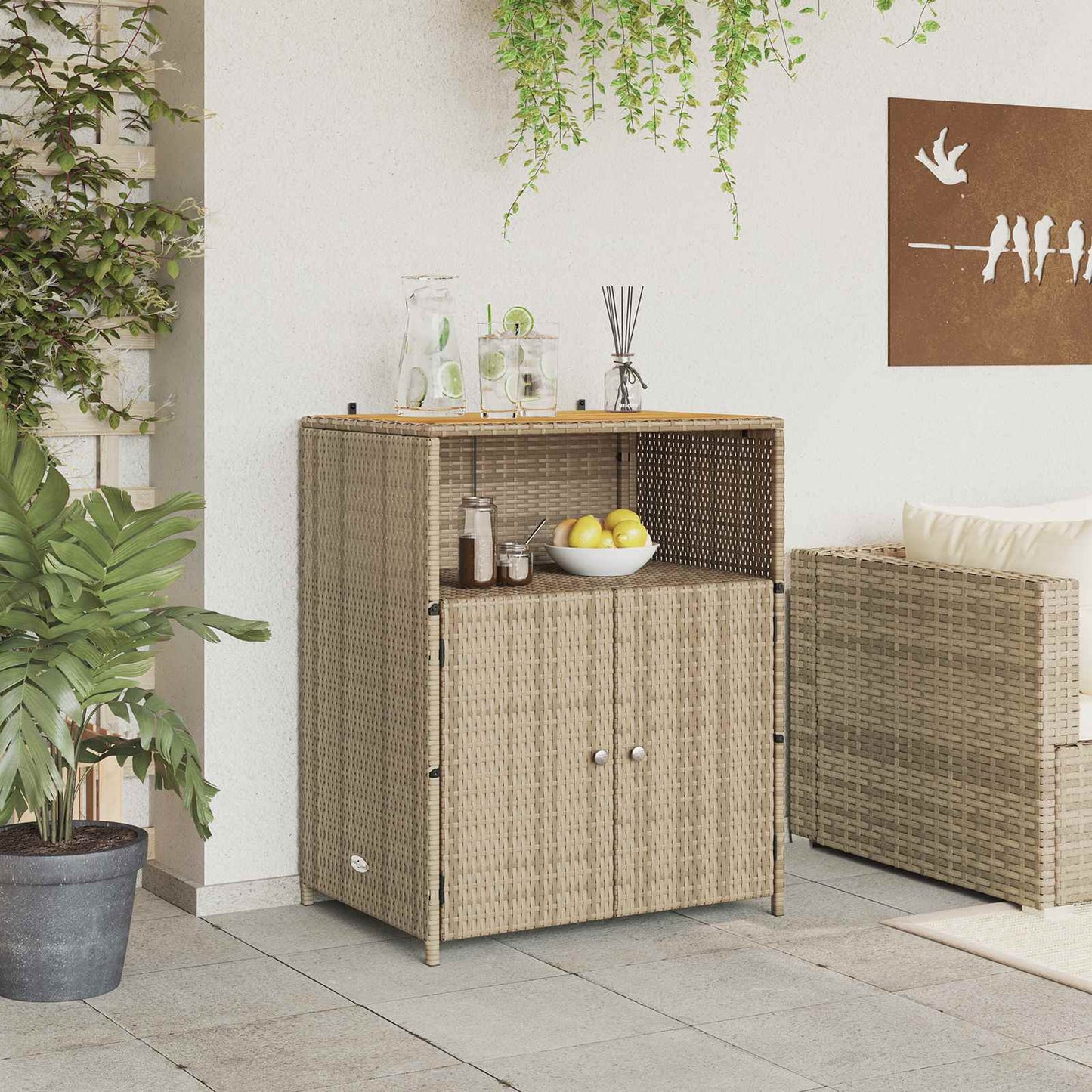 Kast met plank Beige 70 x 50 x 87 cm Polyester en Roly Ratten is nu te koop bij PeponiXL, paradijselijk wonen!