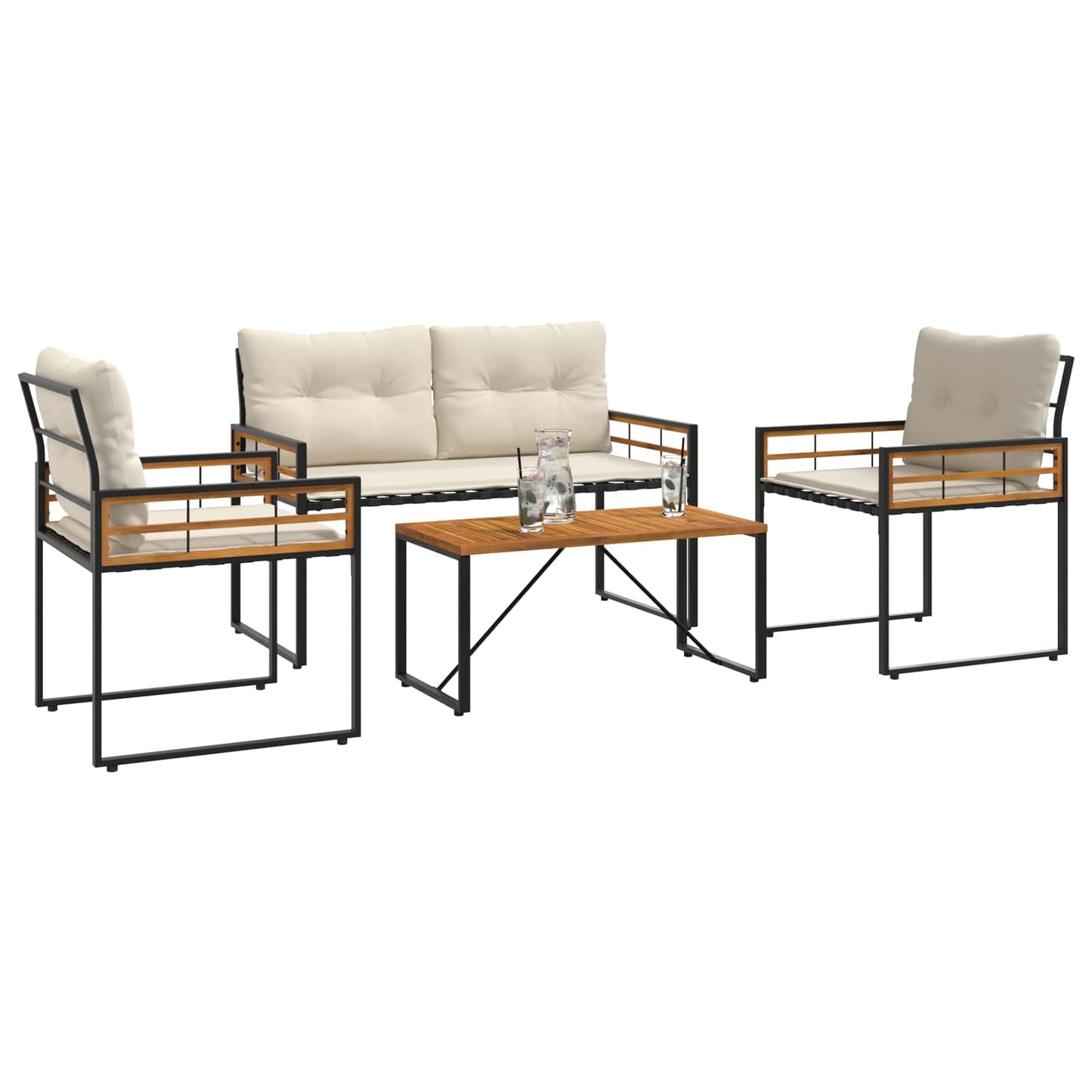 Buitenmeubelset met kussen 4 pcs Crème is nu te koop bij PeponiXL, paradijselijk wonen!