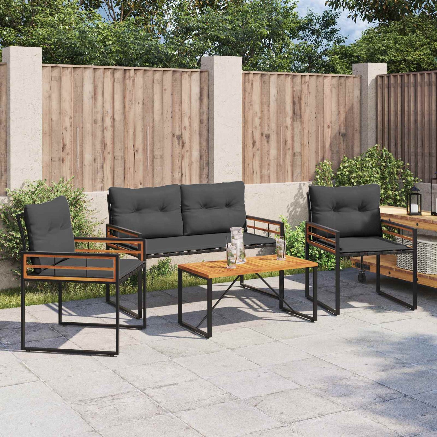 Buitenmeubelset met kussen 4 pcs Middelgrijs is nu te koop bij PeponiXL, paradijselijk wonen!