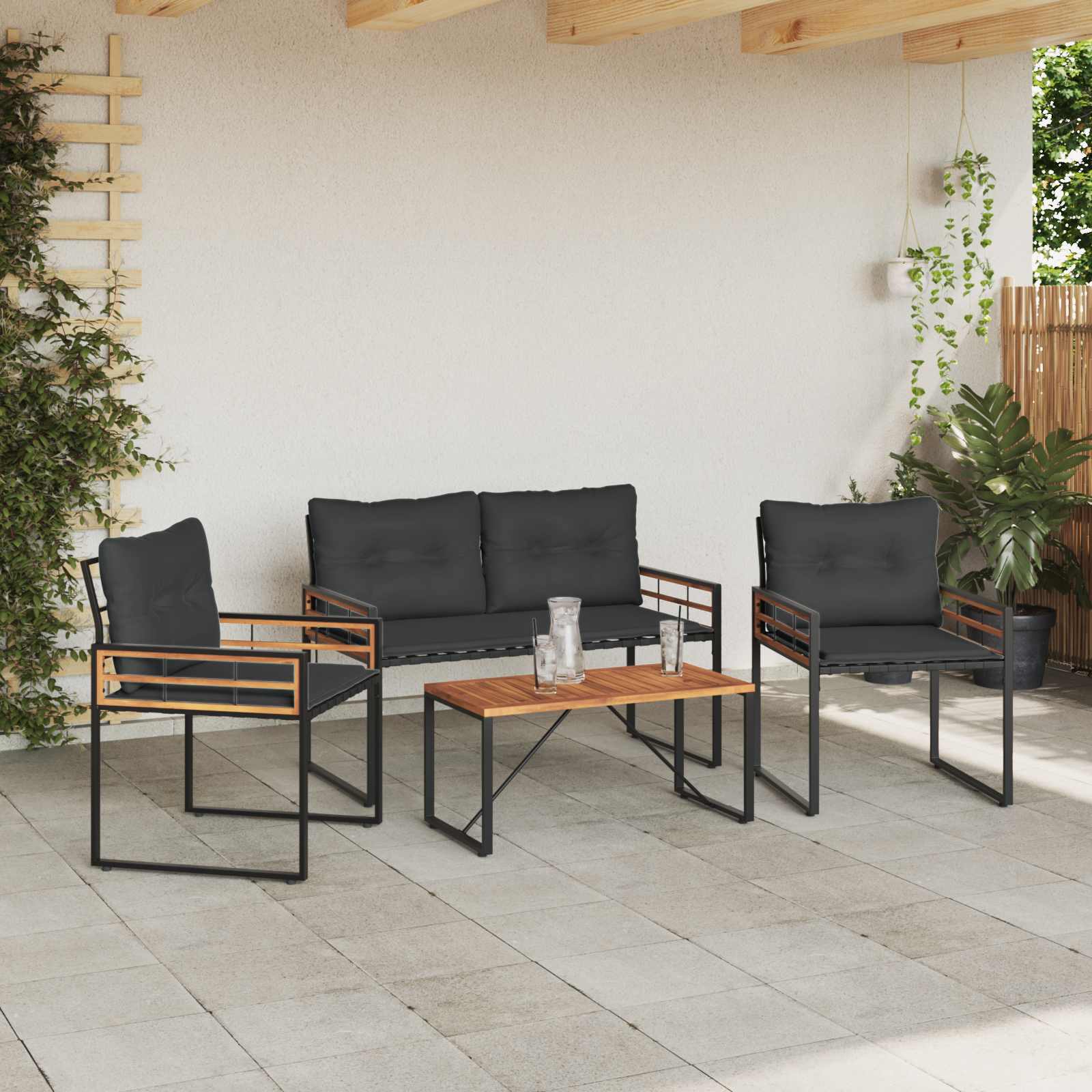 Buitenmeubelset met kussen 4 pcs Middelgrijs is nu te koop bij PeponiXL, paradijselijk wonen!