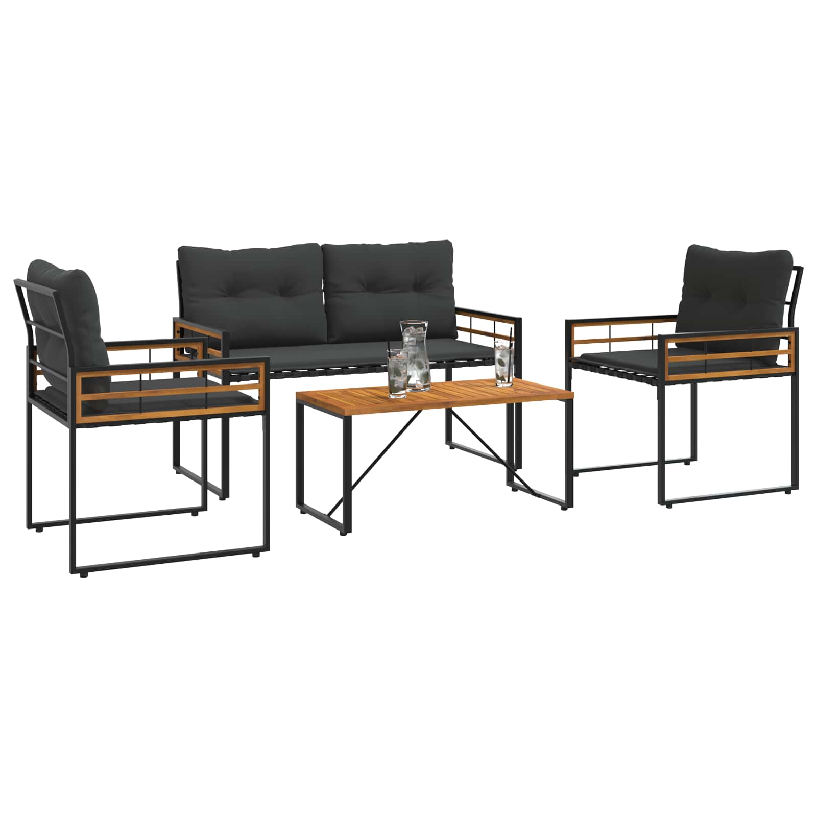 Buitenmeubelset met kussen 4 pcs Middelgrijs is nu te koop bij PeponiXL, paradijselijk wonen!