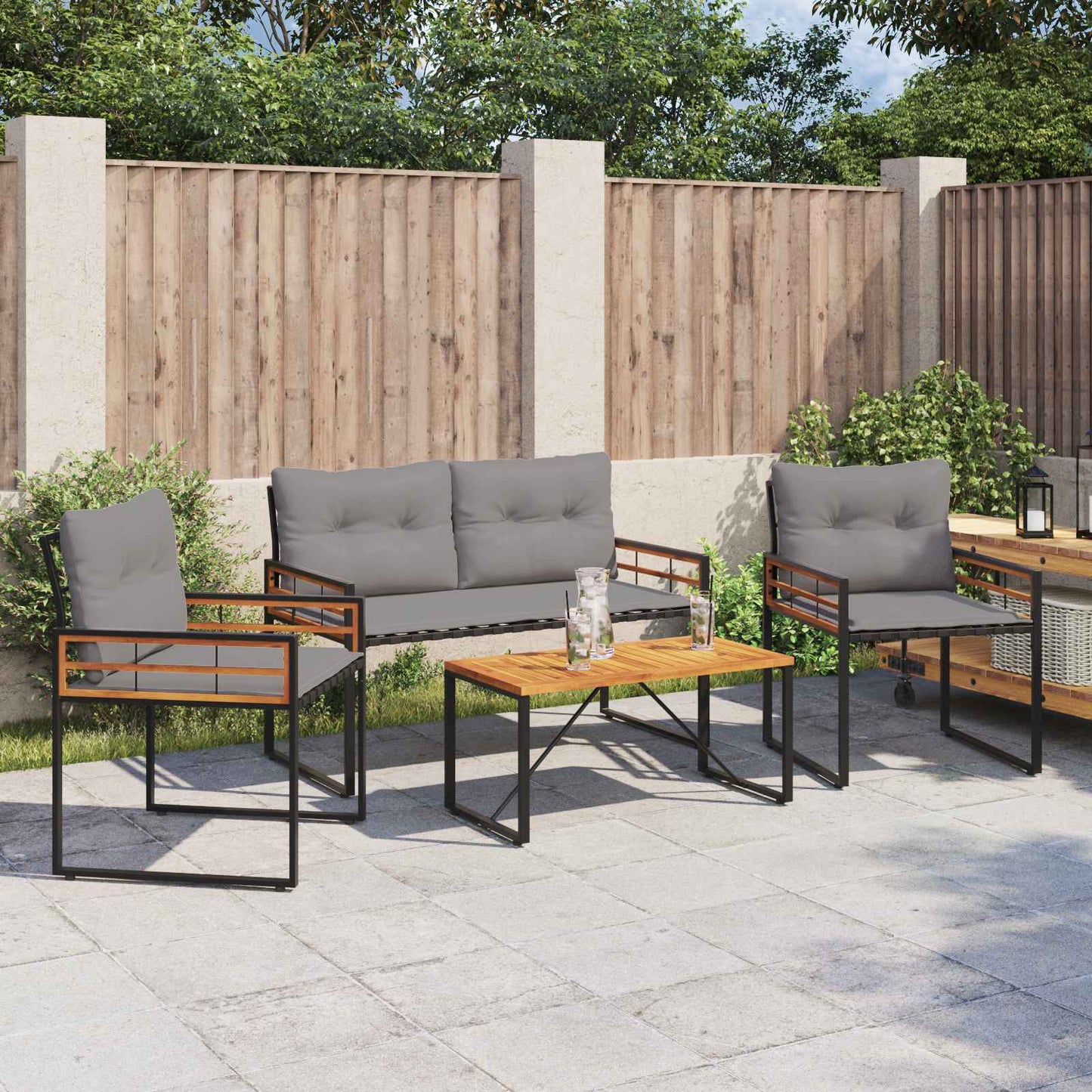 Buitenmeubelset met kussen 4 pcs Lichtgrijs is nu te koop bij PeponiXL, paradijselijk wonen!