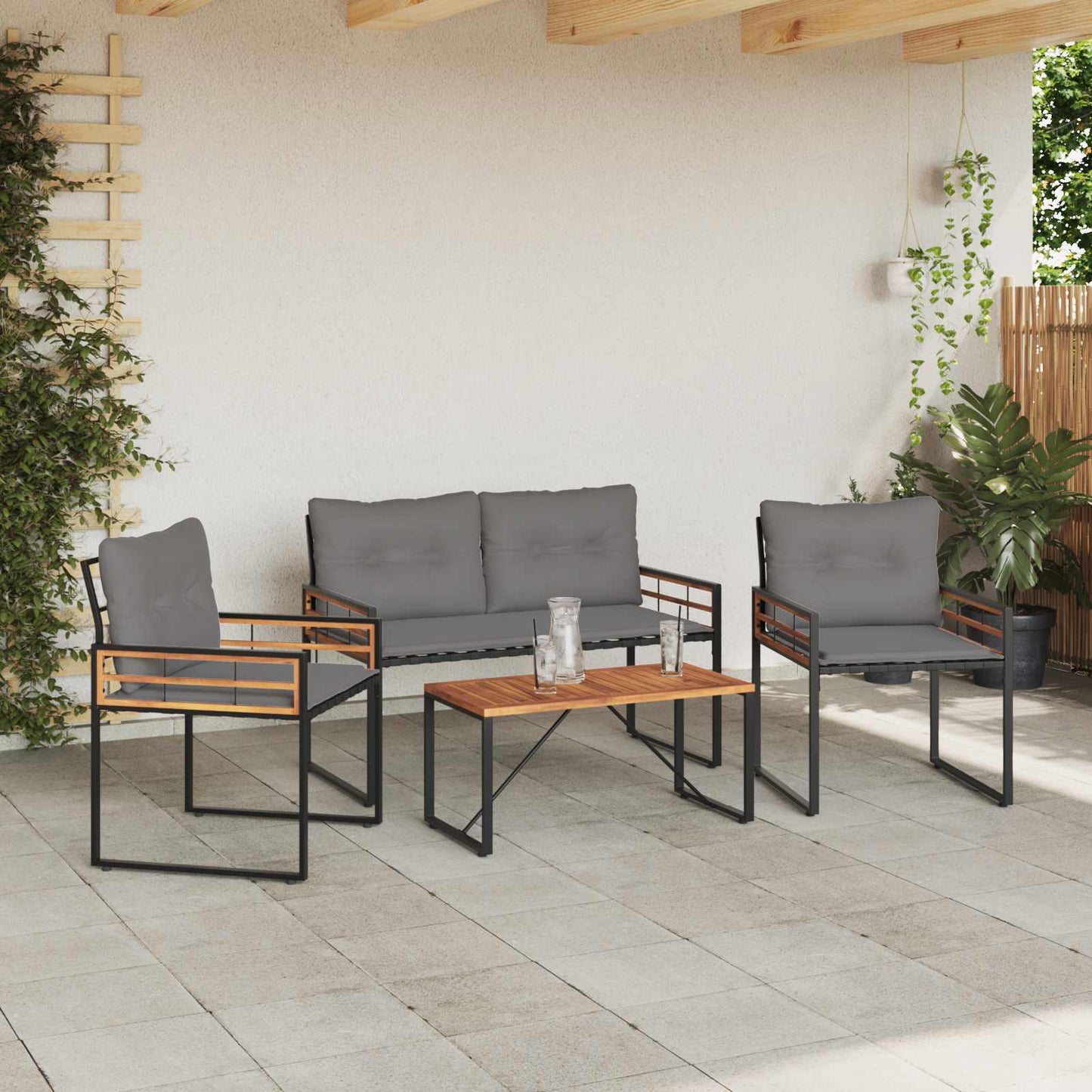Buitenmeubelset met kussen 4 pcs Lichtgrijs is nu te koop bij PeponiXL, paradijselijk wonen!
