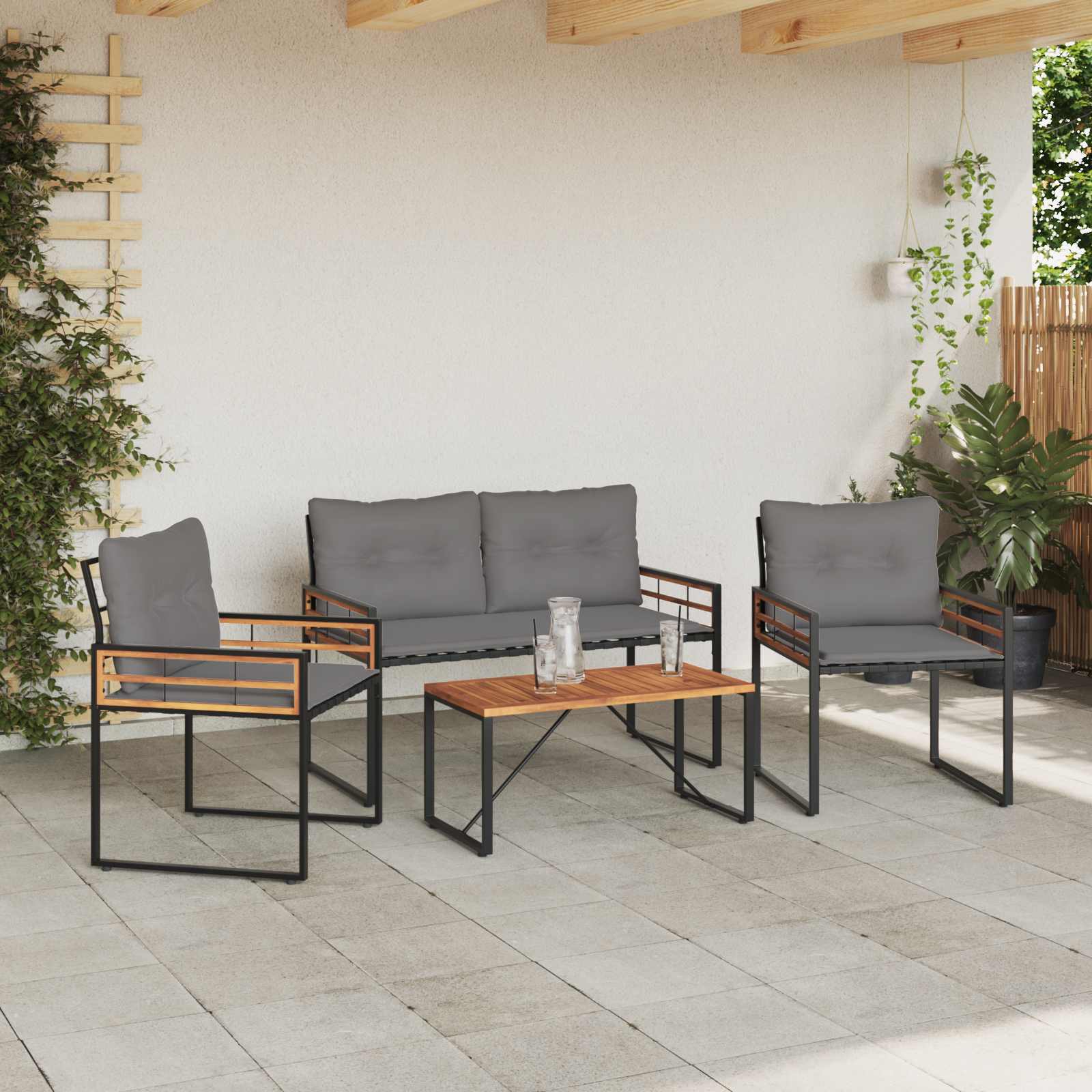 Buitenmeubelset met kussen 4 pcs Lichtgrijs is nu te koop bij PeponiXL, paradijselijk wonen!