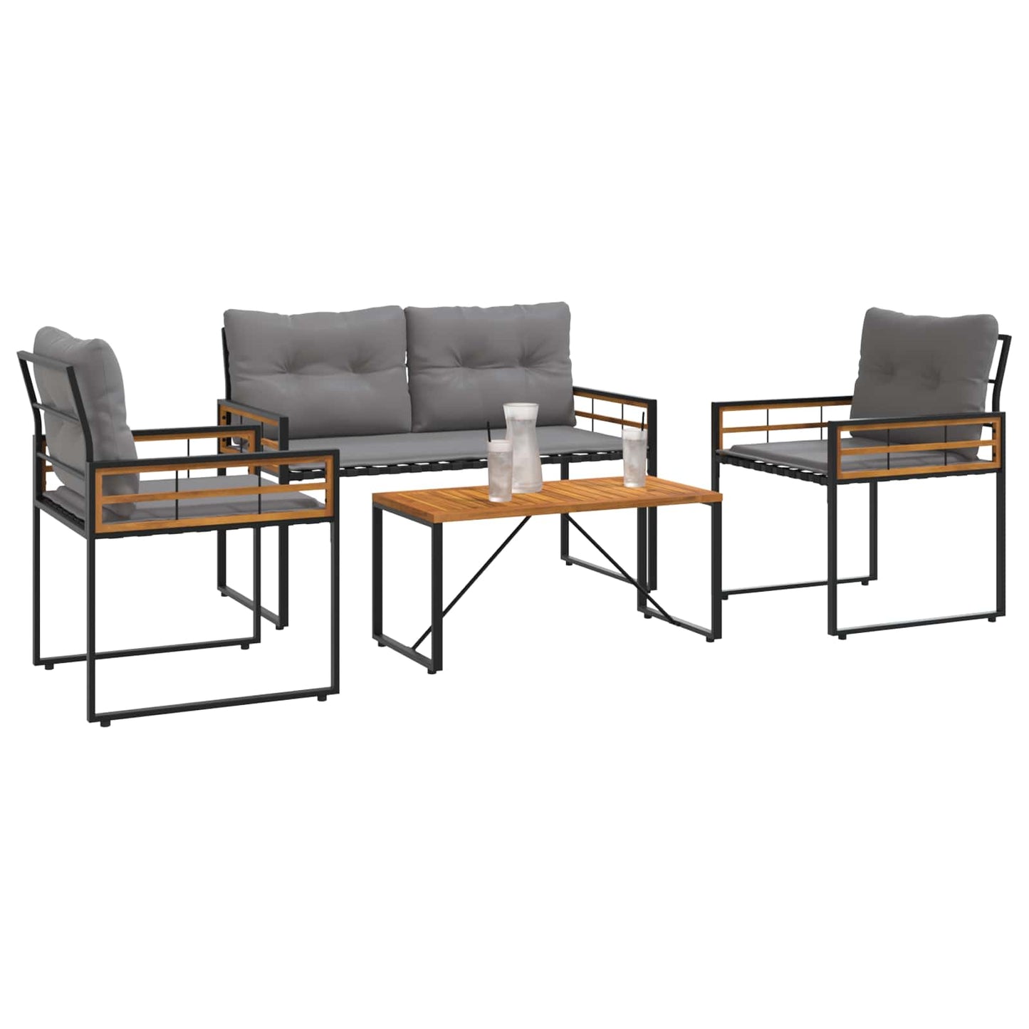 Buitenmeubelset met kussen 4 pcs Lichtgrijs is nu te koop bij PeponiXL, paradijselijk wonen!