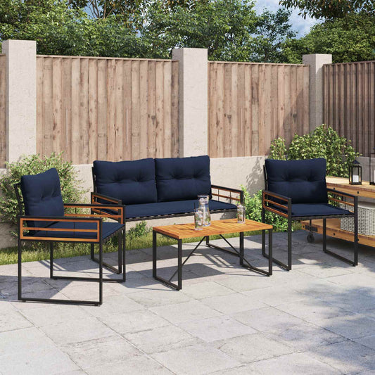 Buitenmeubelset met kussen 4 pcs Marineblauw is nu te koop bij PeponiXL, paradijselijk wonen!
