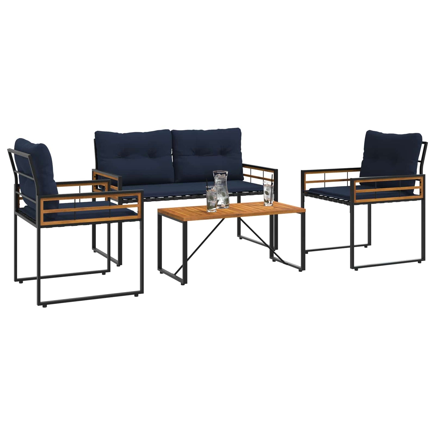 Buitenmeubelset met kussen 4 pcs Marineblauw is nu te koop bij PeponiXL, paradijselijk wonen!