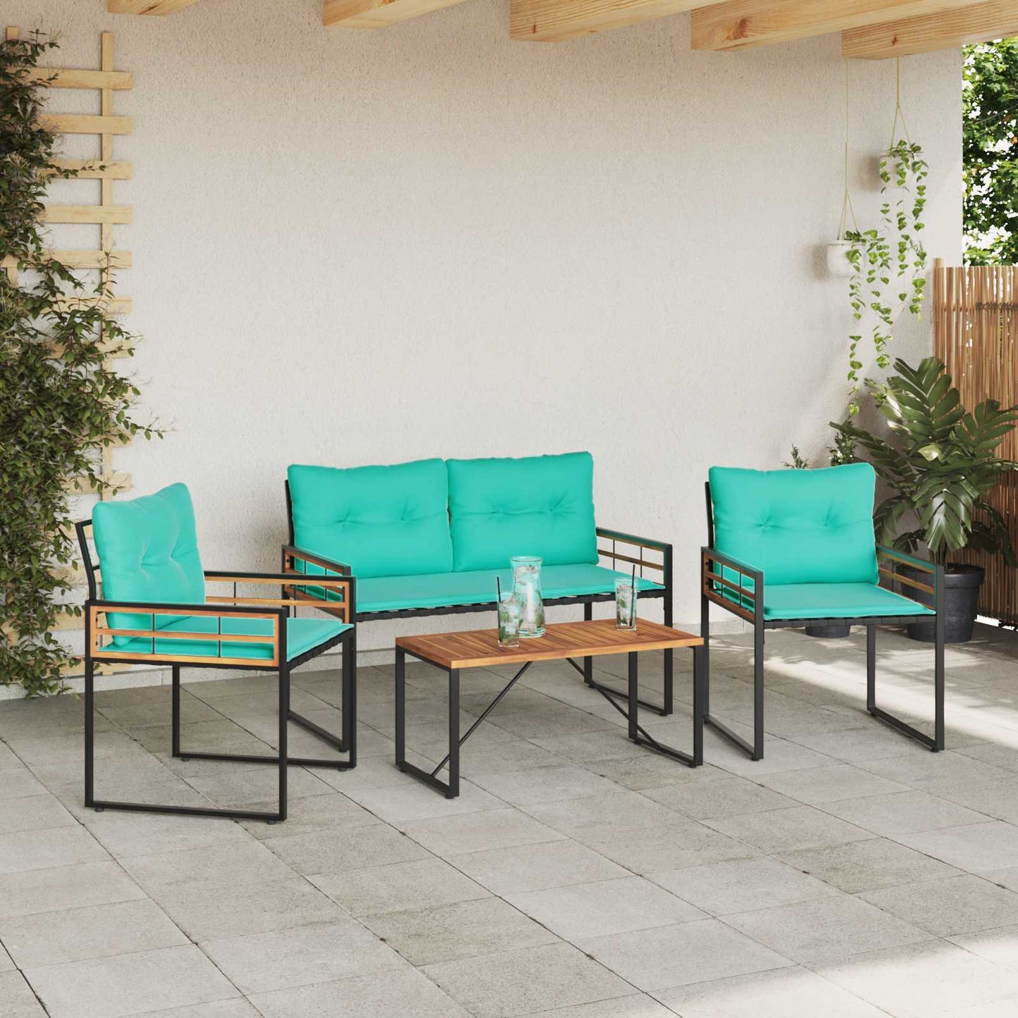 Buitenmeubelset met kussen 4 pcs Turquoise is nu te koop bij PeponiXL, paradijselijk wonen!