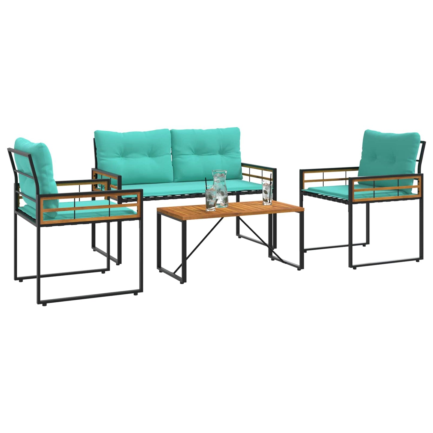 Buitenmeubelset met kussen 4 pcs Turquoise is nu te koop bij PeponiXL, paradijselijk wonen!
