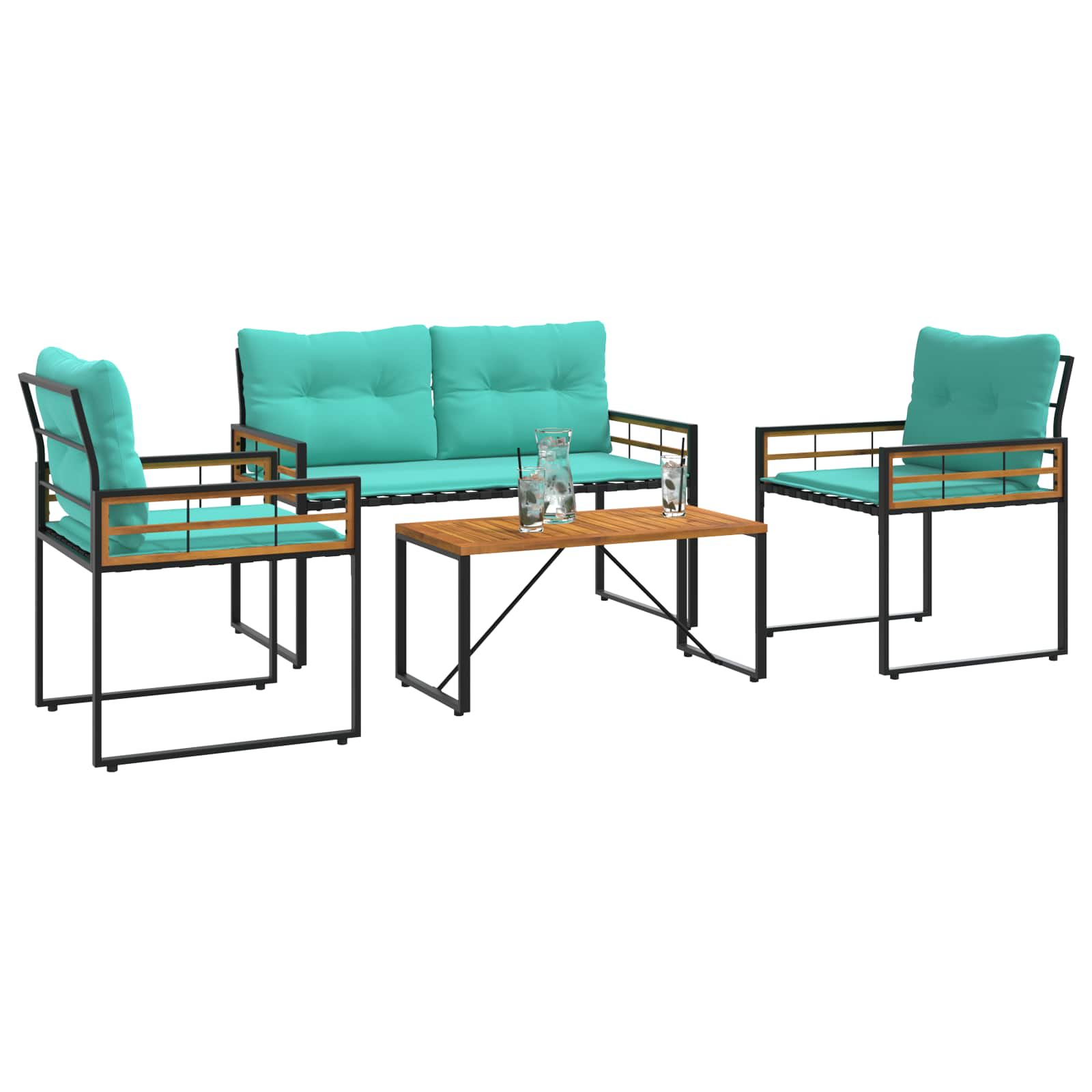 Buitenmeubelset met kussen 4 pcs Turquoise is nu te koop bij PeponiXL, paradijselijk wonen!