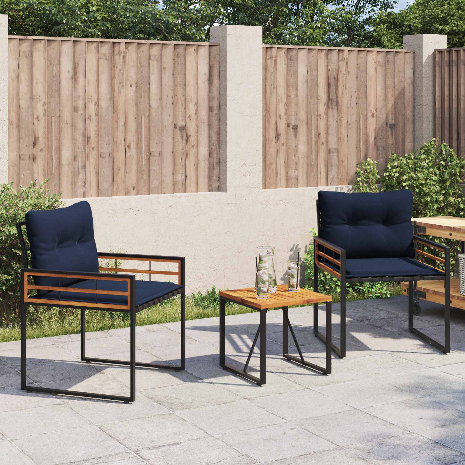Buitenmeubelset met kussen 3 pcs Marineblauw is nu te koop bij PeponiXL, paradijselijk wonen!