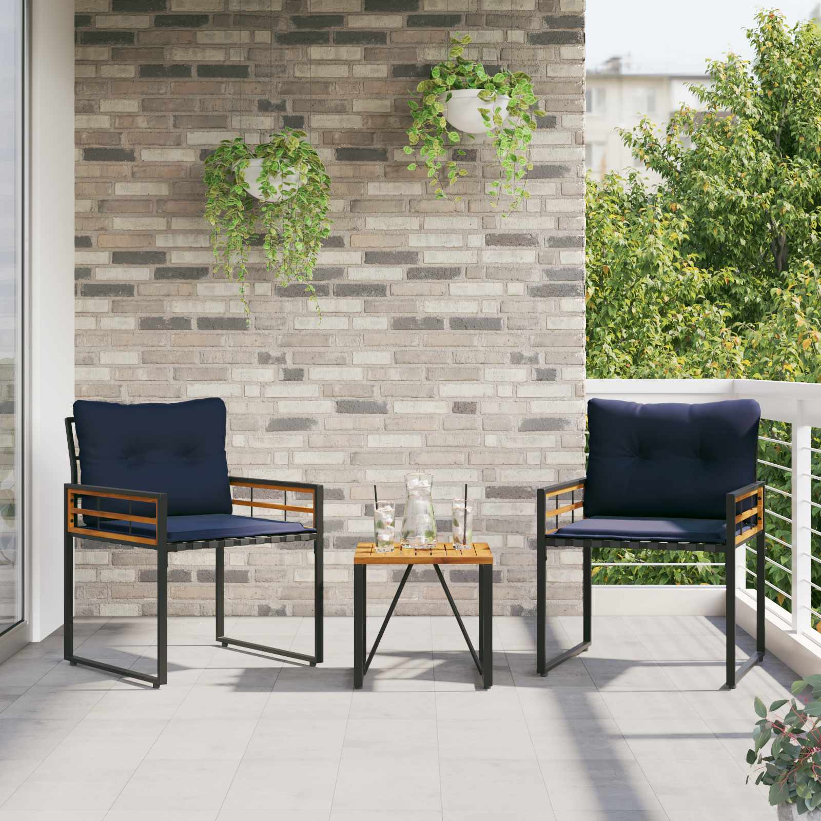 Buitenmeubelset met kussen 3 pcs Marineblauw is nu te koop bij PeponiXL, paradijselijk wonen!