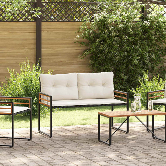 Houten Laag Bank met kussen Effen Crème 114 x 55 x 77 cm is nu te koop bij PeponiXL, paradijselijk wonen!