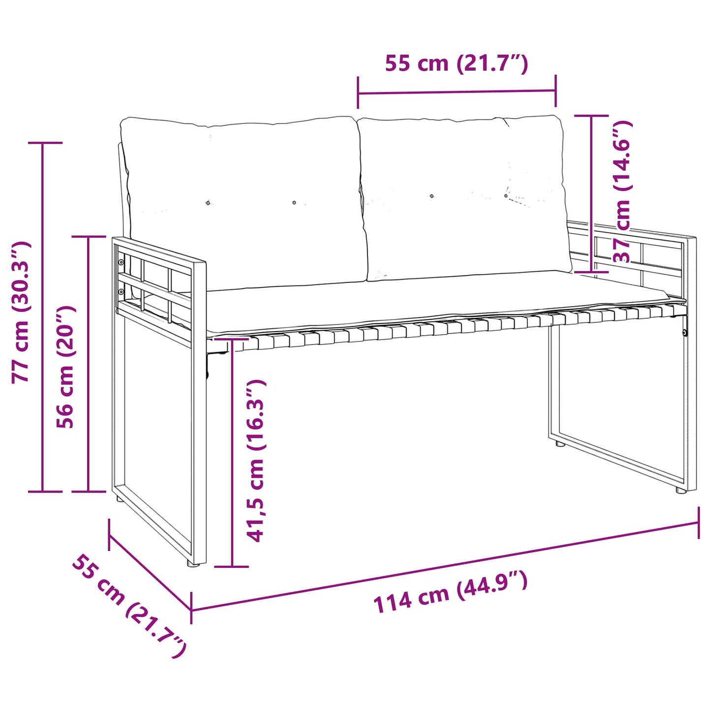 Houten Laag Bank met kussen Effen Lichtgrijs 114 x 55 x 77 cm is nu te koop bij PeponiXL, paradijselijk wonen!