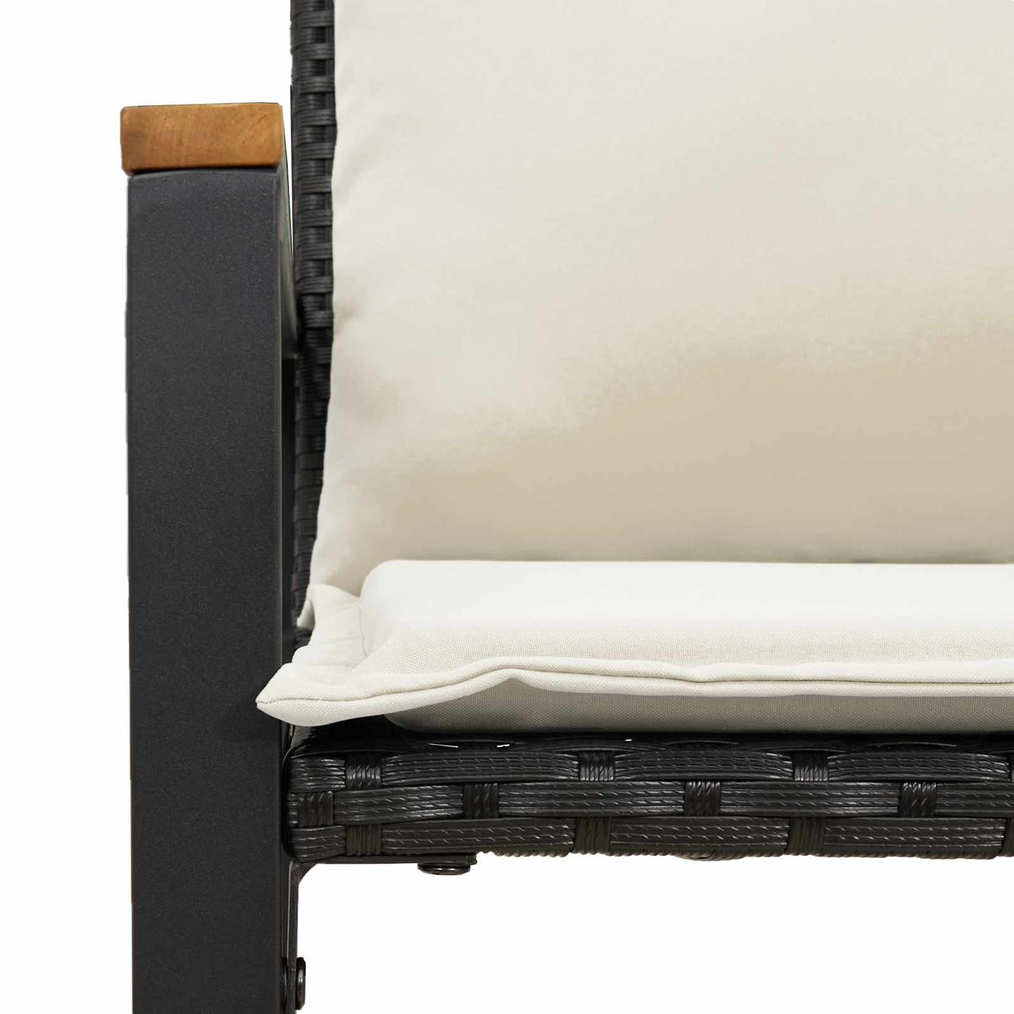 Bank met kussen Zwart en Cream Wit 115 x 65 x 72 cm Rattan is nu te koop bij PeponiXL, paradijselijk wonen!