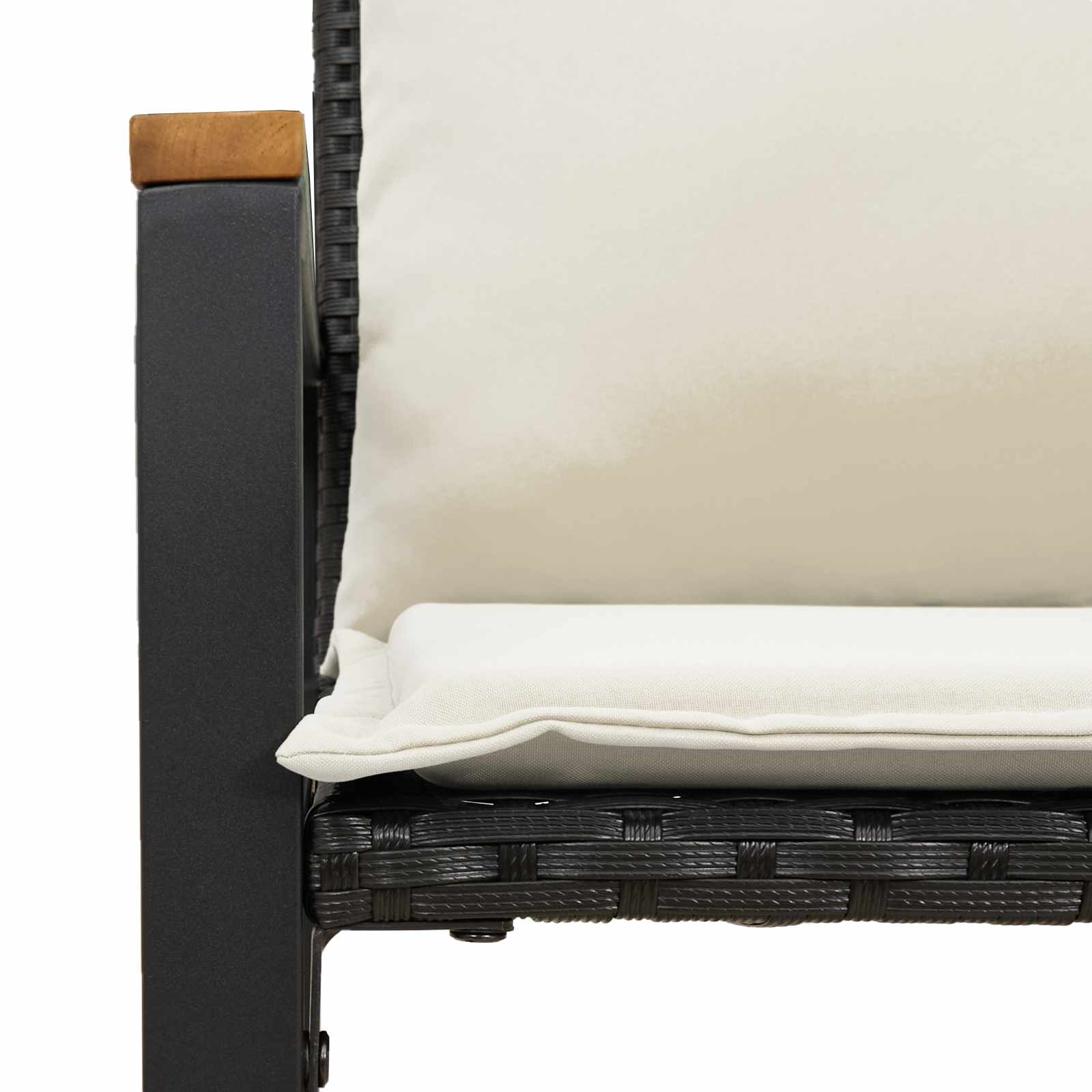 Bank met kussen Zwart en Cream Wit 115 x 65 x 72 cm Rattan is nu te koop bij PeponiXL, paradijselijk wonen!