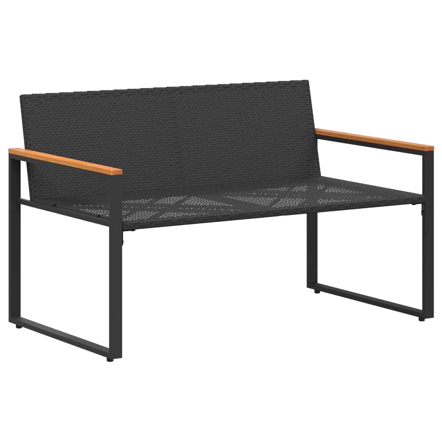 Bank met kussen Zwart en Cream Wit 115 x 65 x 72 cm Rattan is nu te koop bij PeponiXL, paradijselijk wonen!