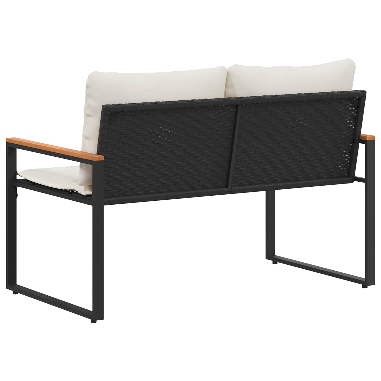 Bank met kussen Zwart en Cream Wit 115 x 65 x 72 cm Rattan is nu te koop bij PeponiXL, paradijselijk wonen!