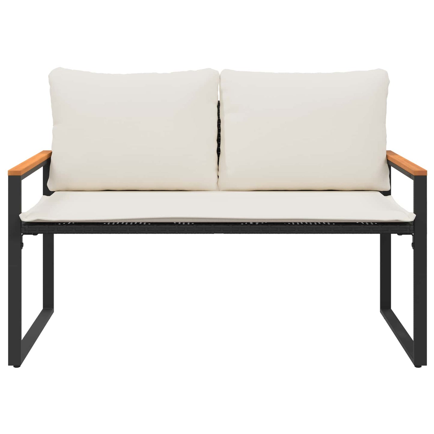 Bank met kussen Zwart en Cream Wit 115 x 65 x 72 cm Rattan is nu te koop bij PeponiXL, paradijselijk wonen!