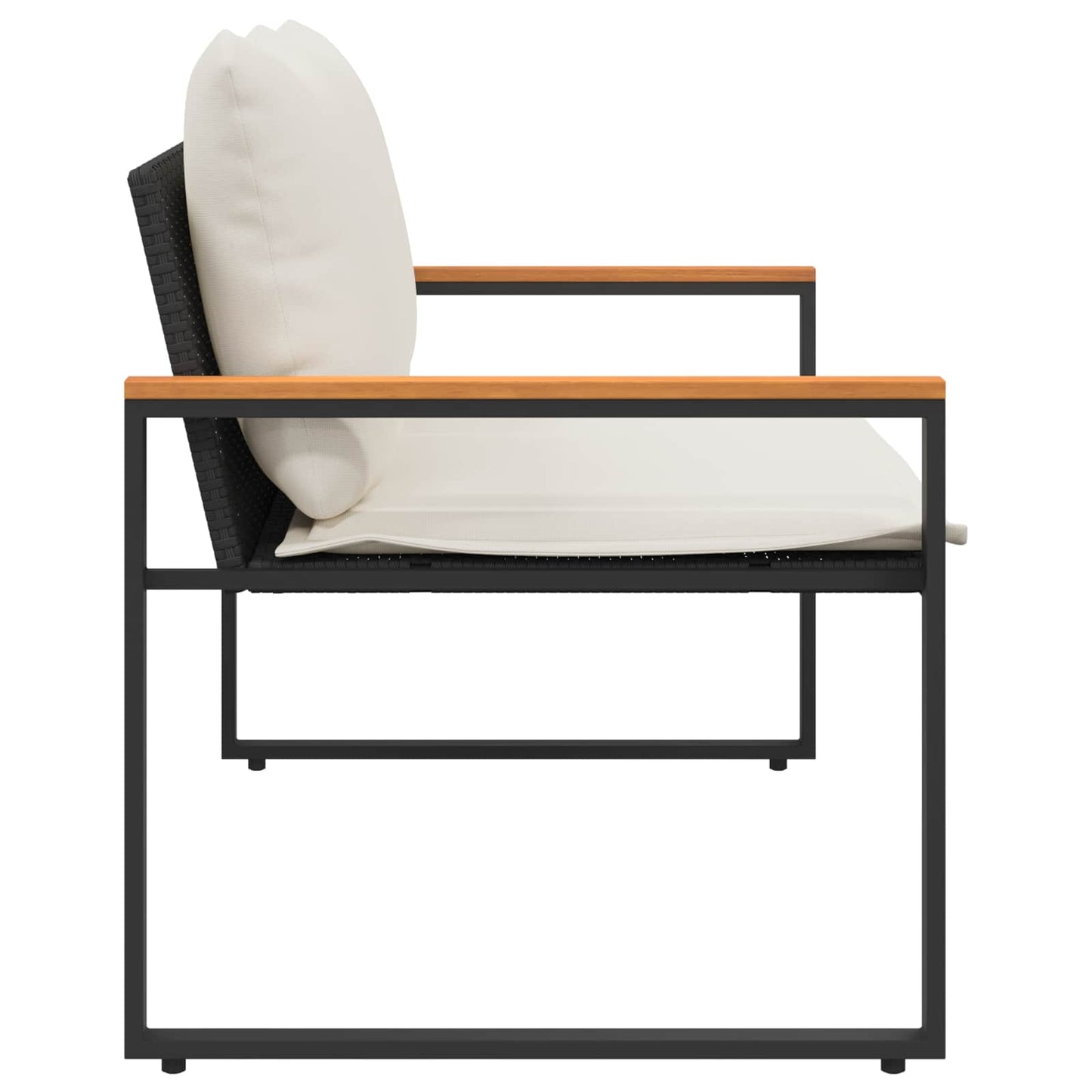 Bank met kussen Zwart en Cream Wit 115 x 65 x 72 cm Rattan is nu te koop bij PeponiXL, paradijselijk wonen!