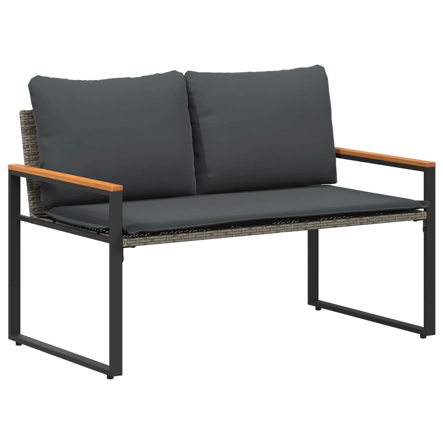 Bank met kussen Grijs en Donkergrijs 115 x 65 x 72 cm Rattan is nu te koop bij PeponiXL, paradijselijk wonen!