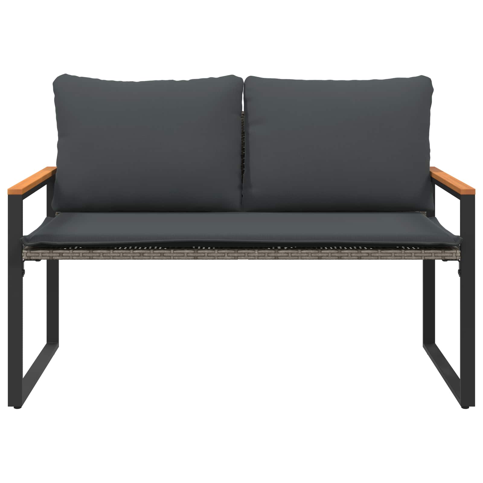 Bank met kussen Grijs en Donkergrijs 115 x 65 x 72 cm Rattan is nu te koop bij PeponiXL, paradijselijk wonen!