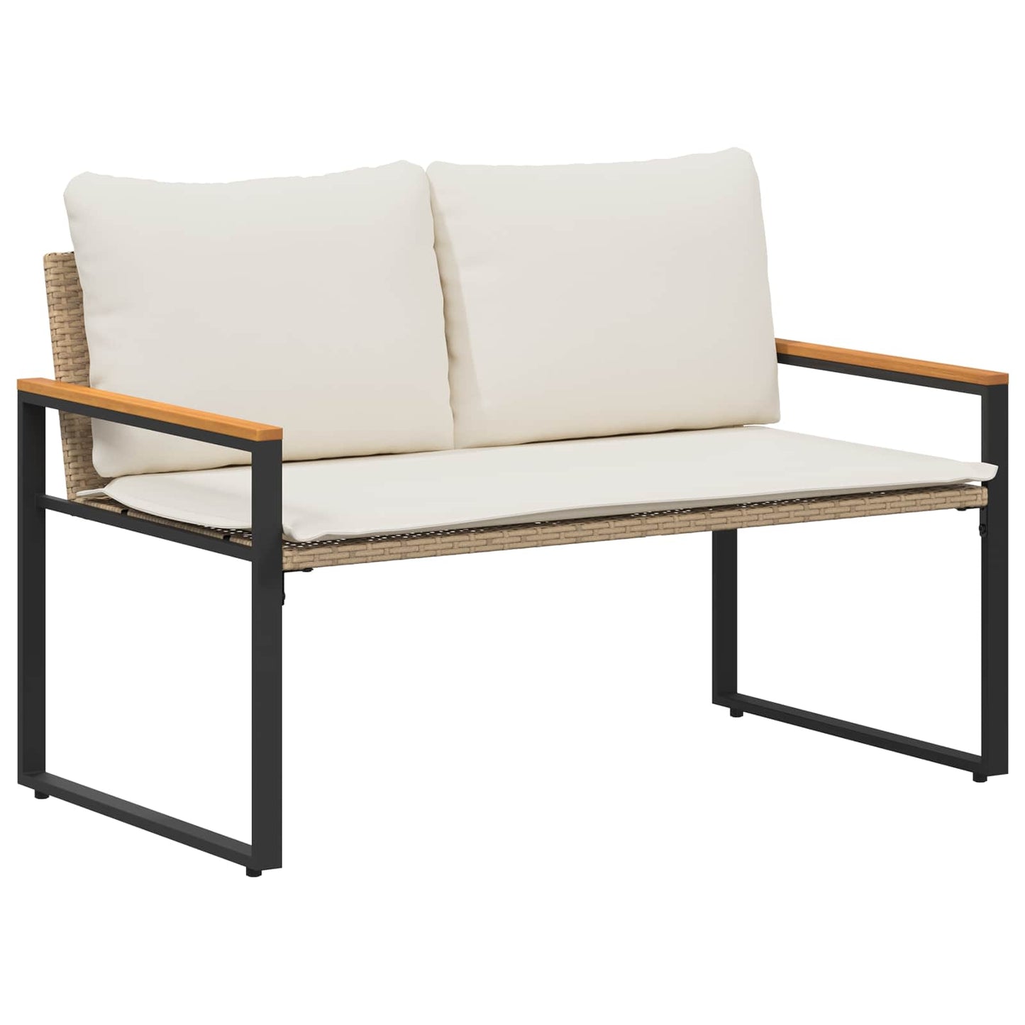 Bank met kussen Beige en Crème Wit 115 x 65 x 72 cm Rattan is nu te koop bij PeponiXL, paradijselijk wonen!