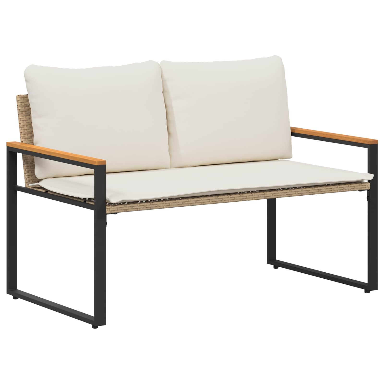 Bank met kussen Beige en Crème Wit 115 x 65 x 72 cm Rattan is nu te koop bij PeponiXL, paradijselijk wonen!