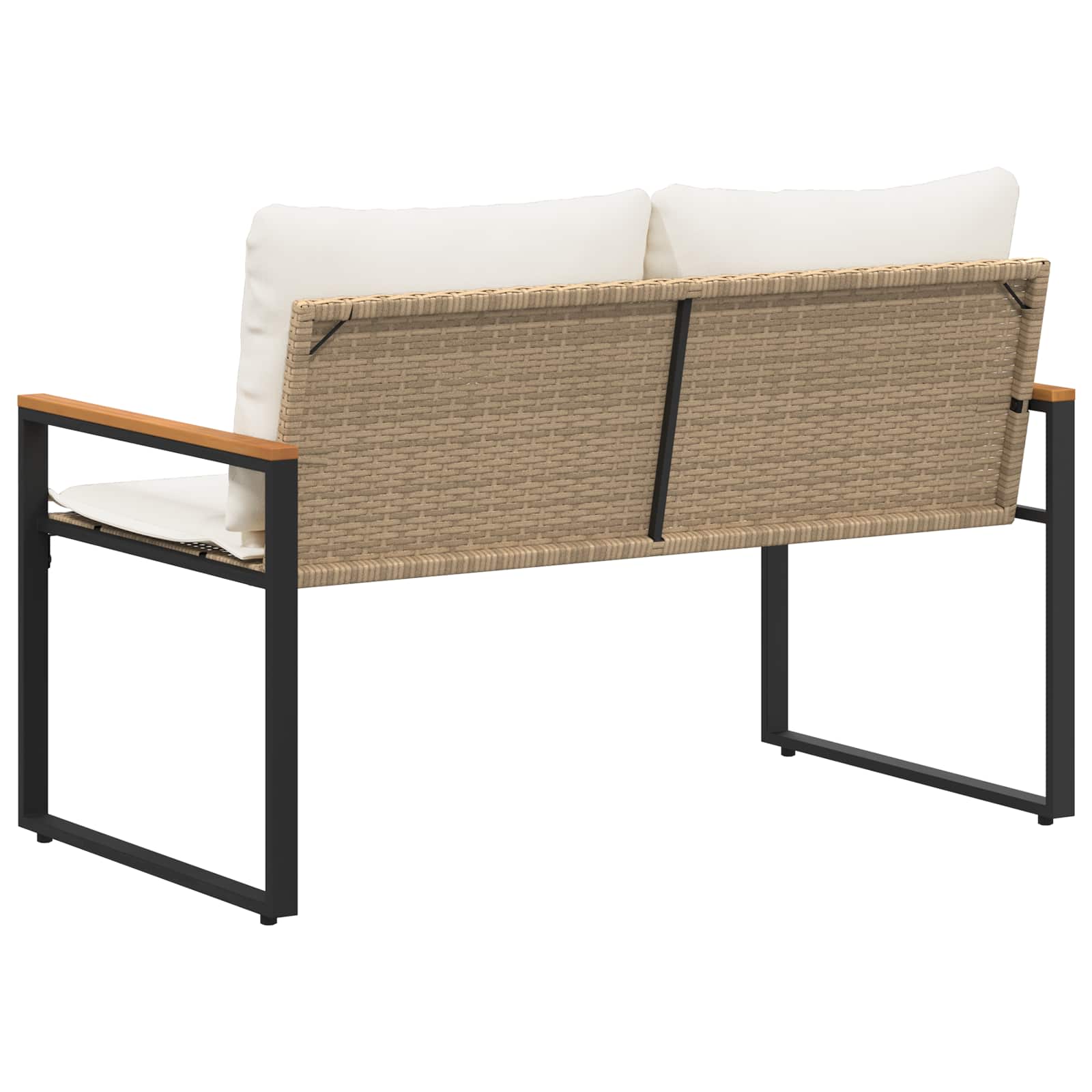Bank met kussen Beige en Crème Wit 115 x 65 x 72 cm Rattan is nu te koop bij PeponiXL, paradijselijk wonen!