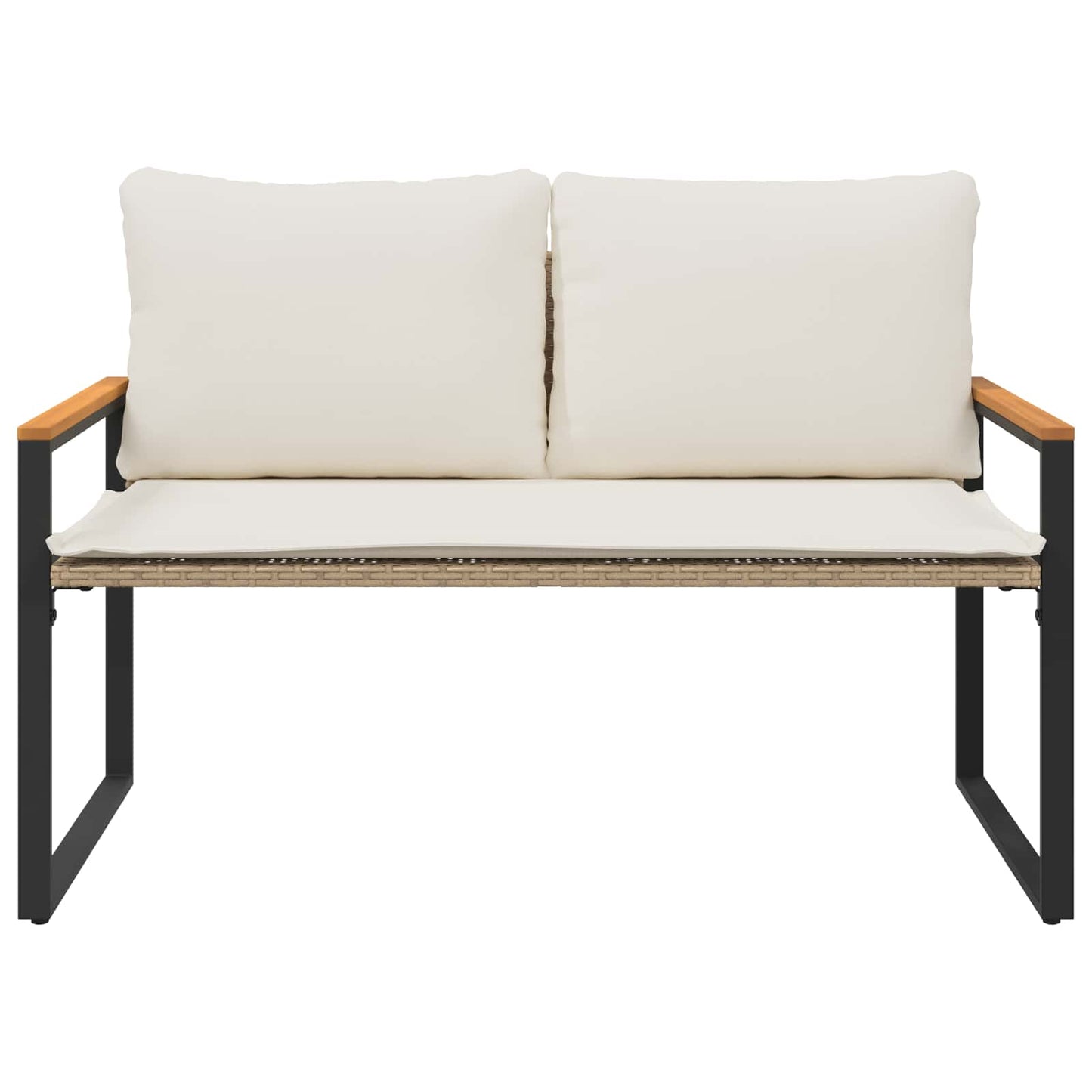 Bank met kussen Beige en Crème Wit 115 x 65 x 72 cm Rattan is nu te koop bij PeponiXL, paradijselijk wonen!