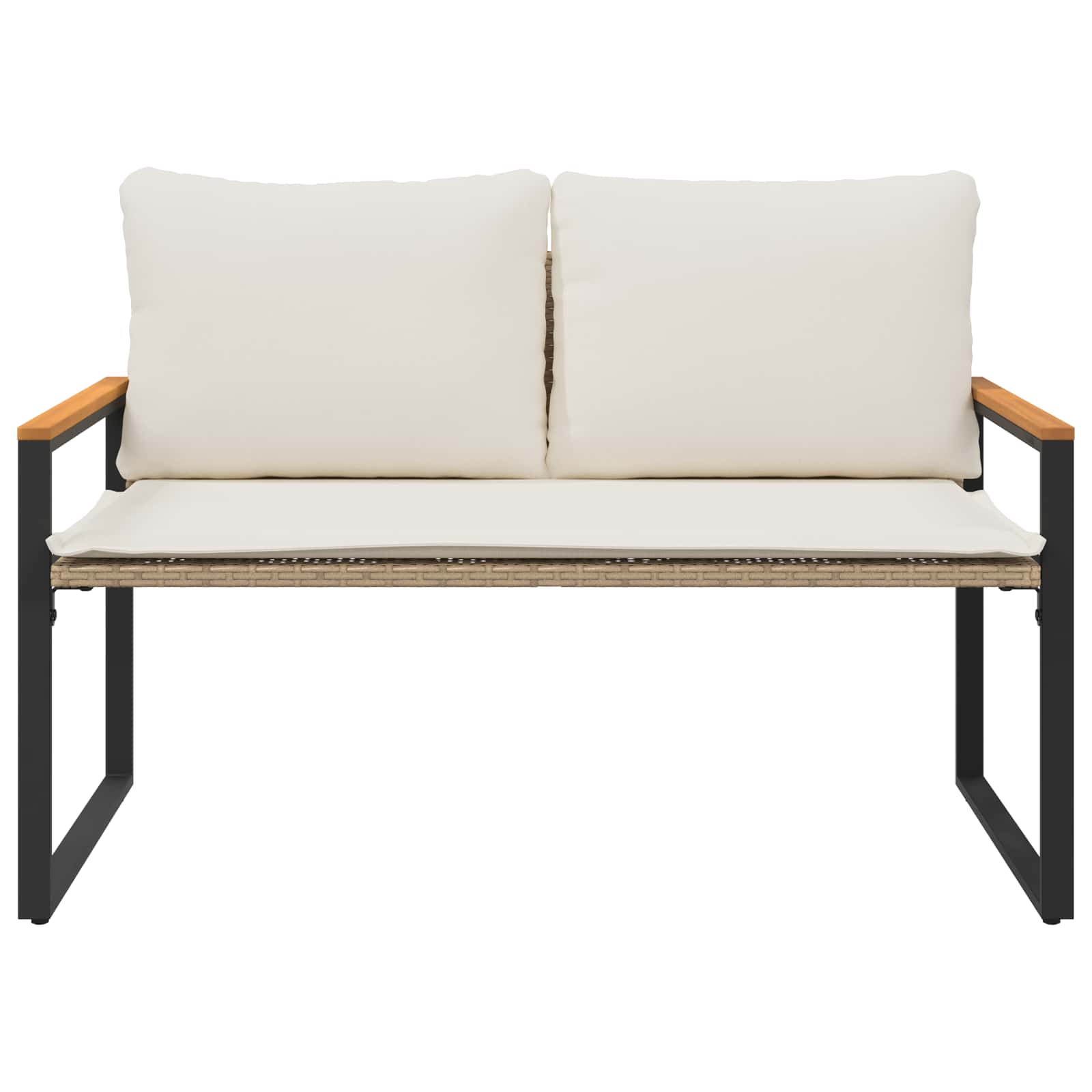 Bank met kussen Beige en Crème Wit 115 x 65 x 72 cm Rattan is nu te koop bij PeponiXL, paradijselijk wonen!