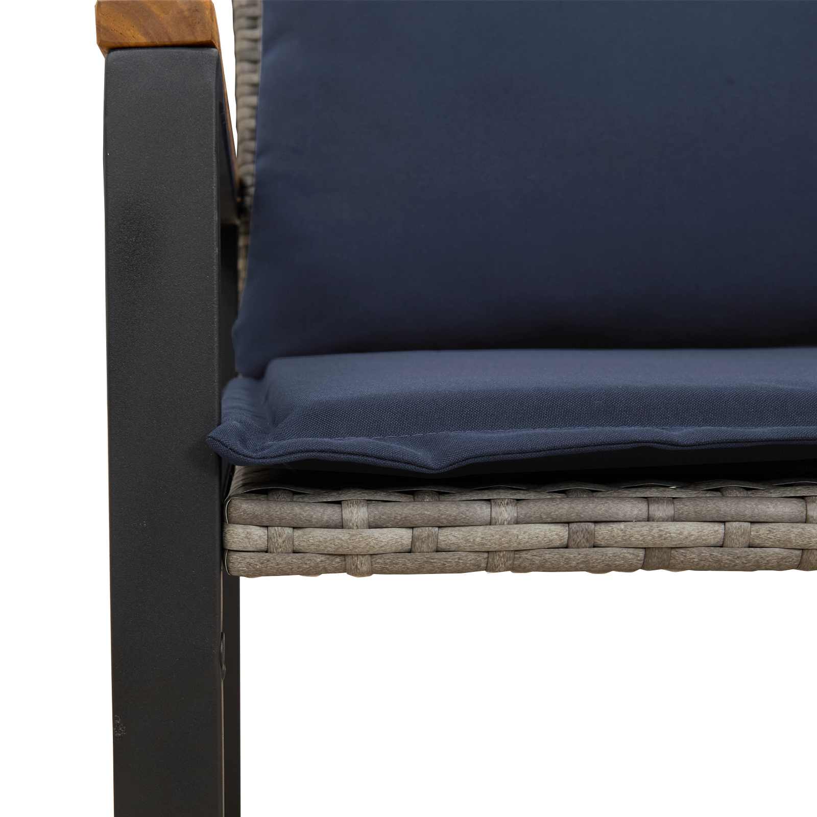 Bank met kussen Grijs en Marineblauw 115 x 65 x 72 cm Rattan is nu te koop bij PeponiXL, paradijselijk wonen!
