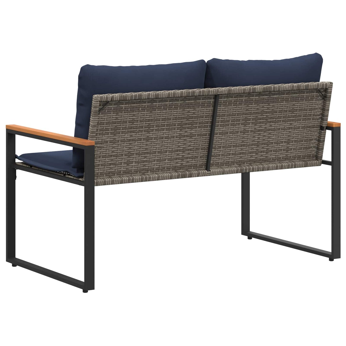 Bank met kussen Grijs en Marineblauw 115 x 65 x 72 cm Rattan is nu te koop bij PeponiXL, paradijselijk wonen!