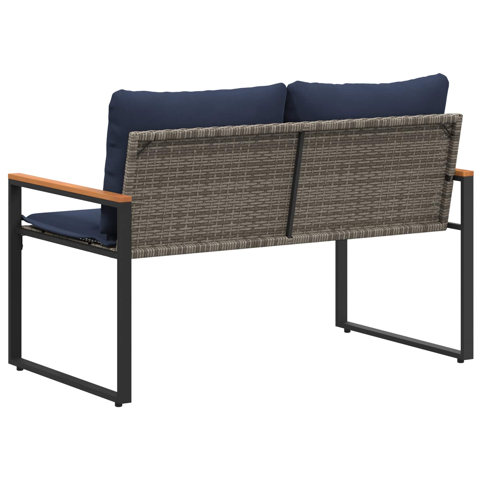 Bank met kussen Grijs en Marineblauw 115 x 65 x 72 cm Rattan is nu te koop bij PeponiXL, paradijselijk wonen!