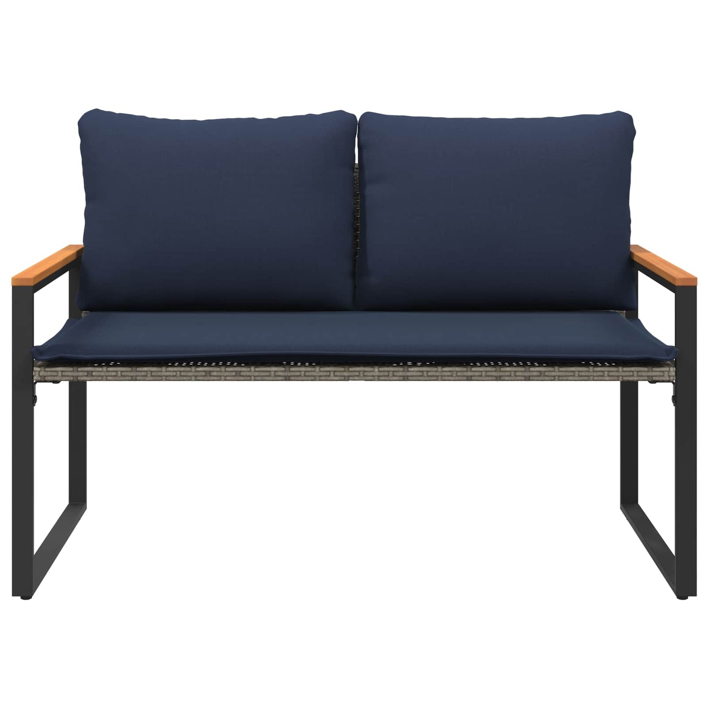 Bank met kussen Grijs en Marineblauw 115 x 65 x 72 cm Rattan is nu te koop bij PeponiXL, paradijselijk wonen!