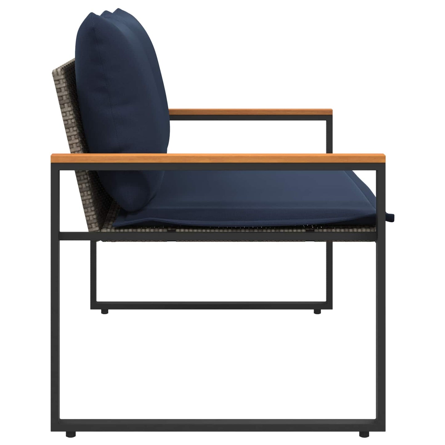 Bank met kussen Grijs en Marineblauw 115 x 65 x 72 cm Rattan is nu te koop bij PeponiXL, paradijselijk wonen!