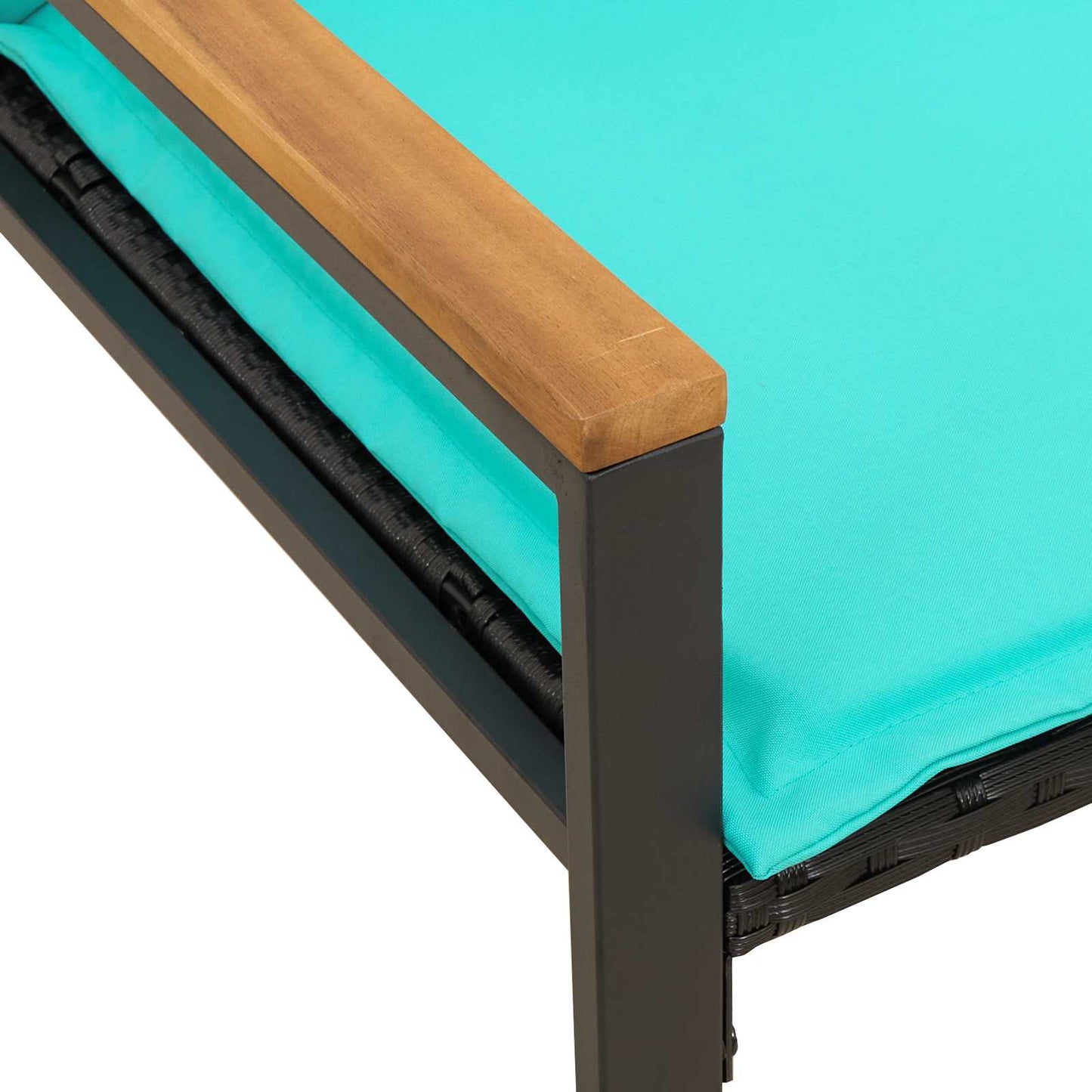 Bank met kussen Zwart en Turquoise 115 x 65 x 72 cm Rattan is nu te koop bij PeponiXL, paradijselijk wonen!