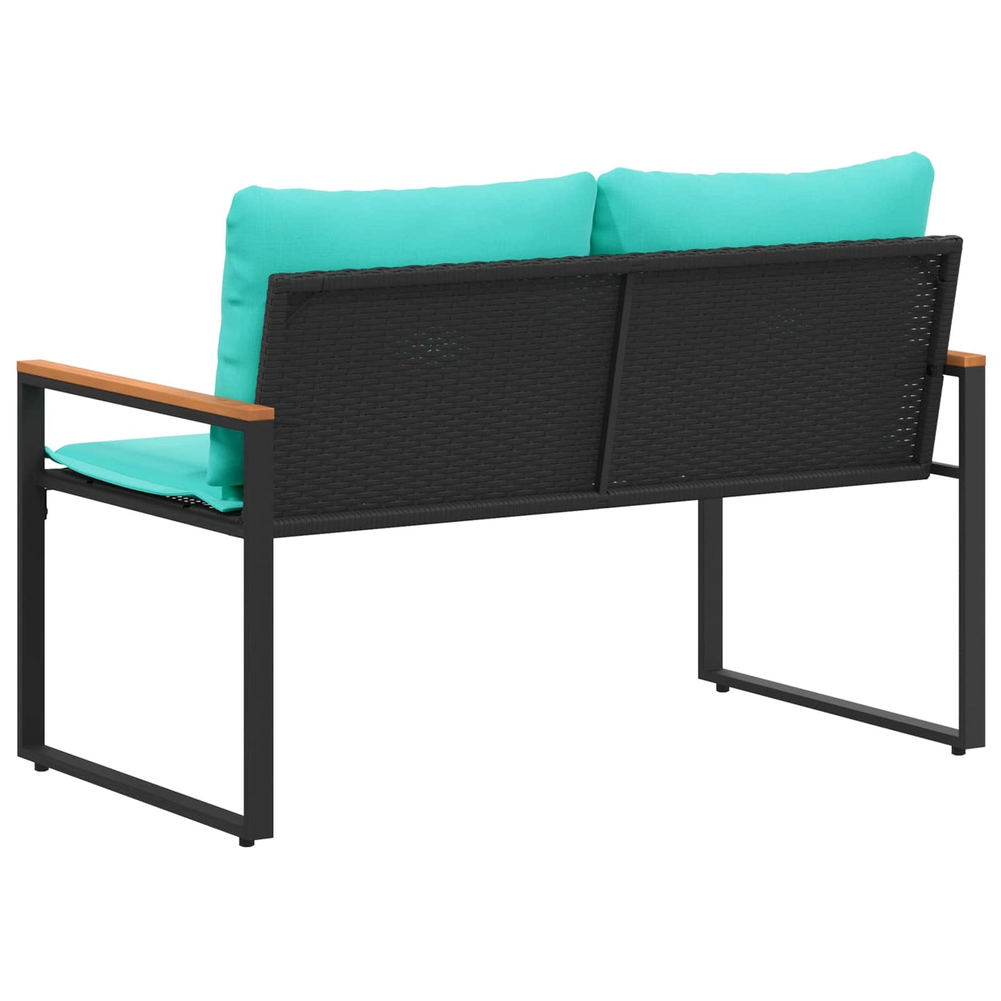 Bank met kussen Zwart en Turquoise 115 x 65 x 72 cm Rattan is nu te koop bij PeponiXL, paradijselijk wonen!