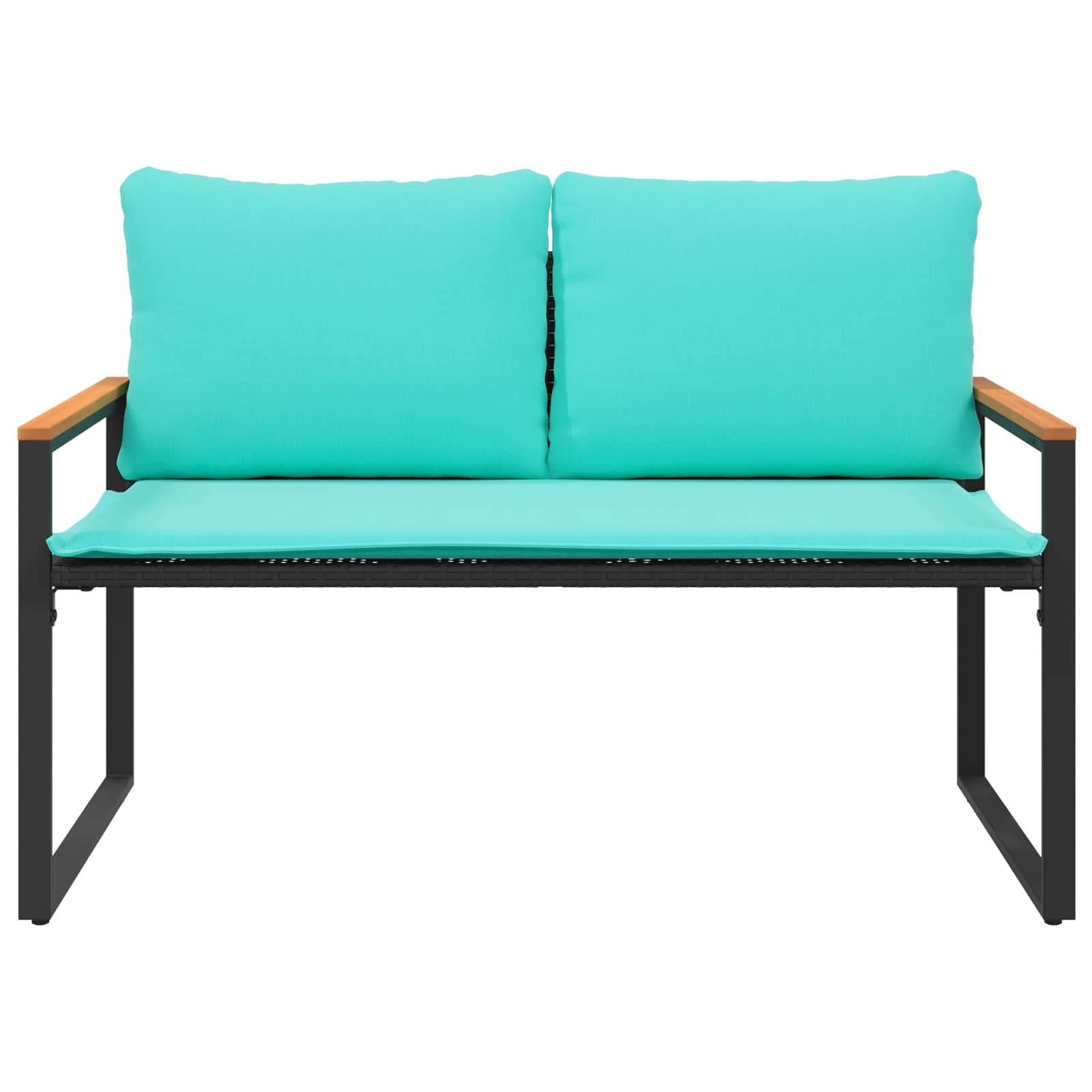 Bank met kussen Zwart en Turquoise 115 x 65 x 72 cm Rattan is nu te koop bij PeponiXL, paradijselijk wonen!