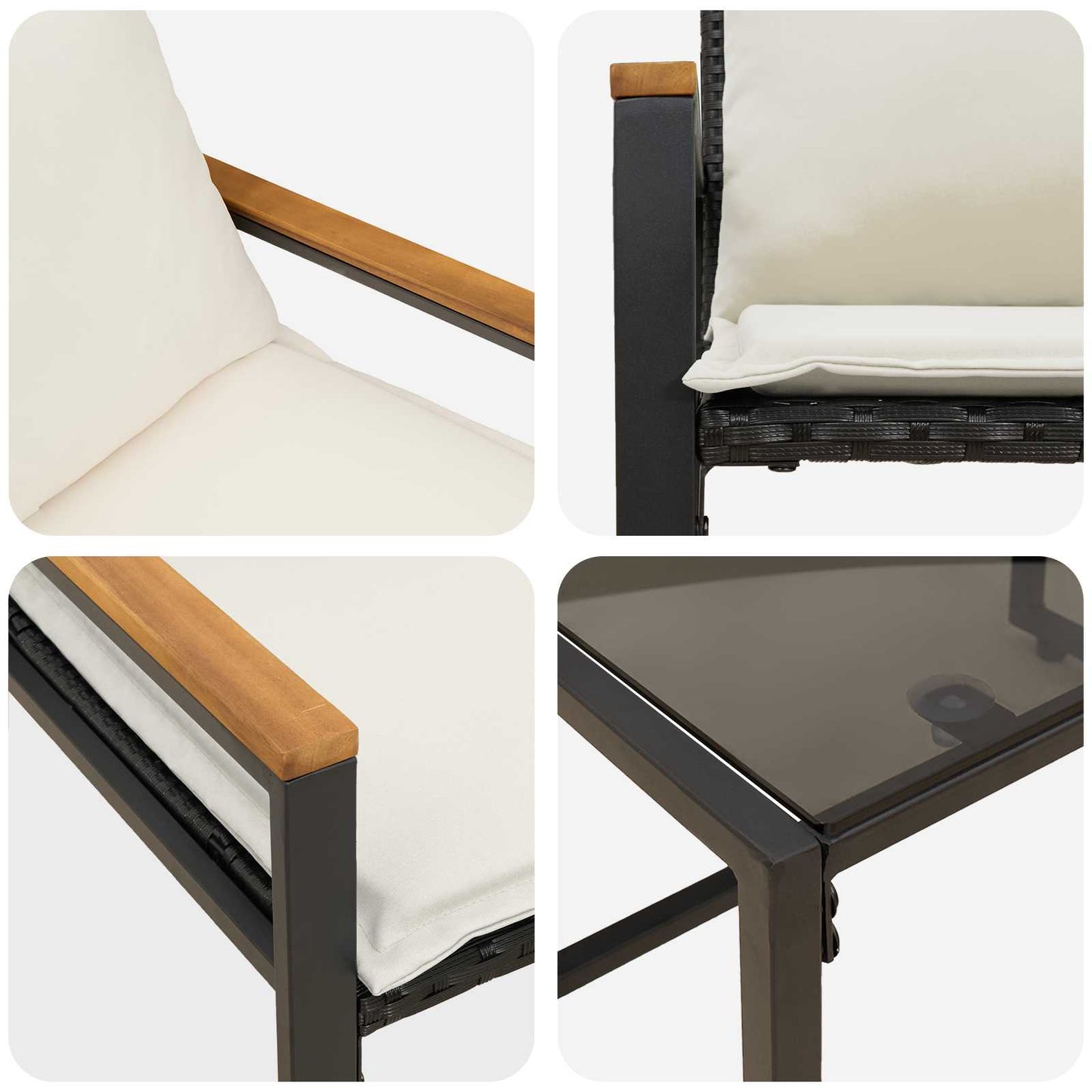Meubelsets met kussen 3 pcs Zwart en Cream Wit Rattan is nu te koop bij PeponiXL, paradijselijk wonen!