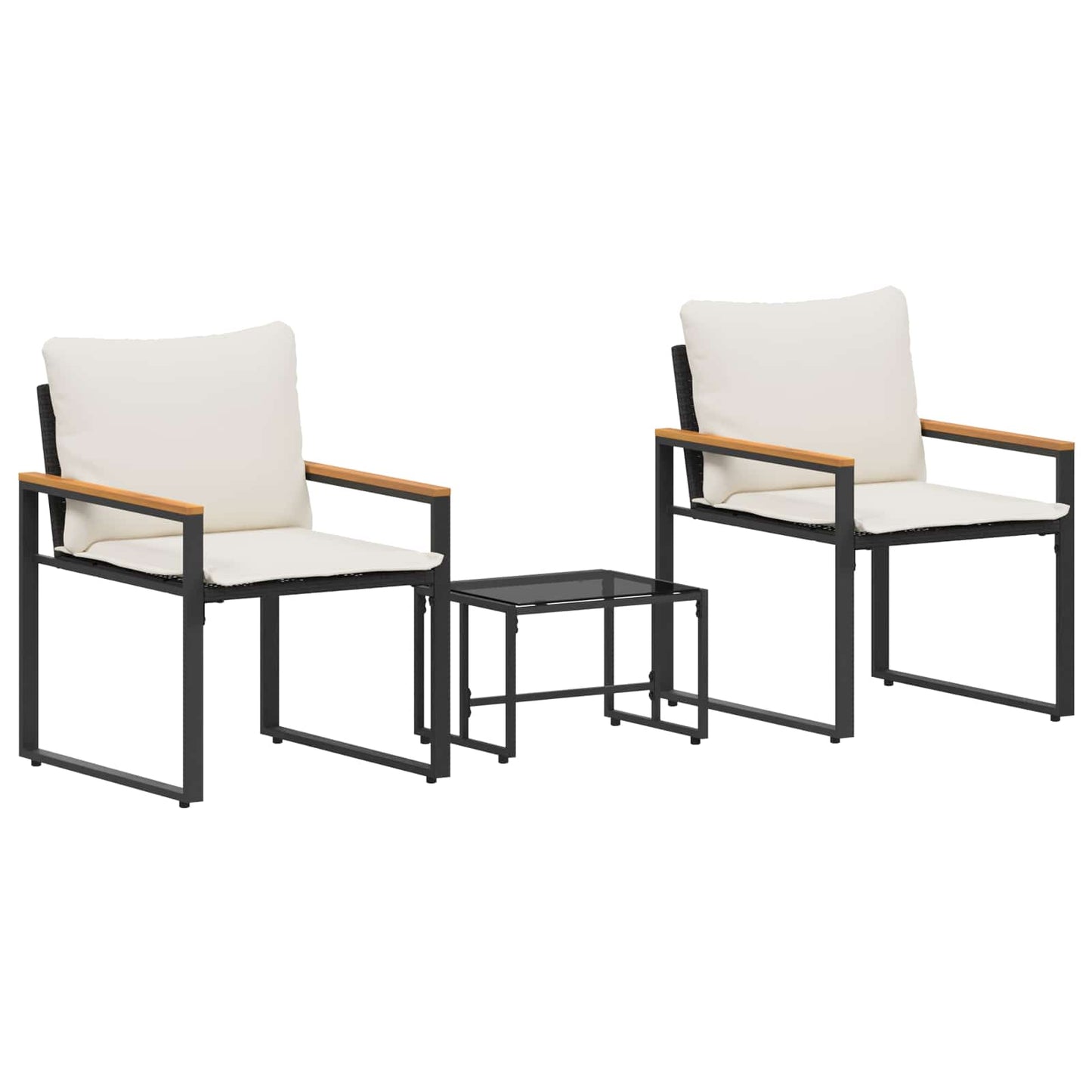 Meubelsets met kussen 3 pcs Zwart en Cream Wit Rattan is nu te koop bij PeponiXL, paradijselijk wonen!