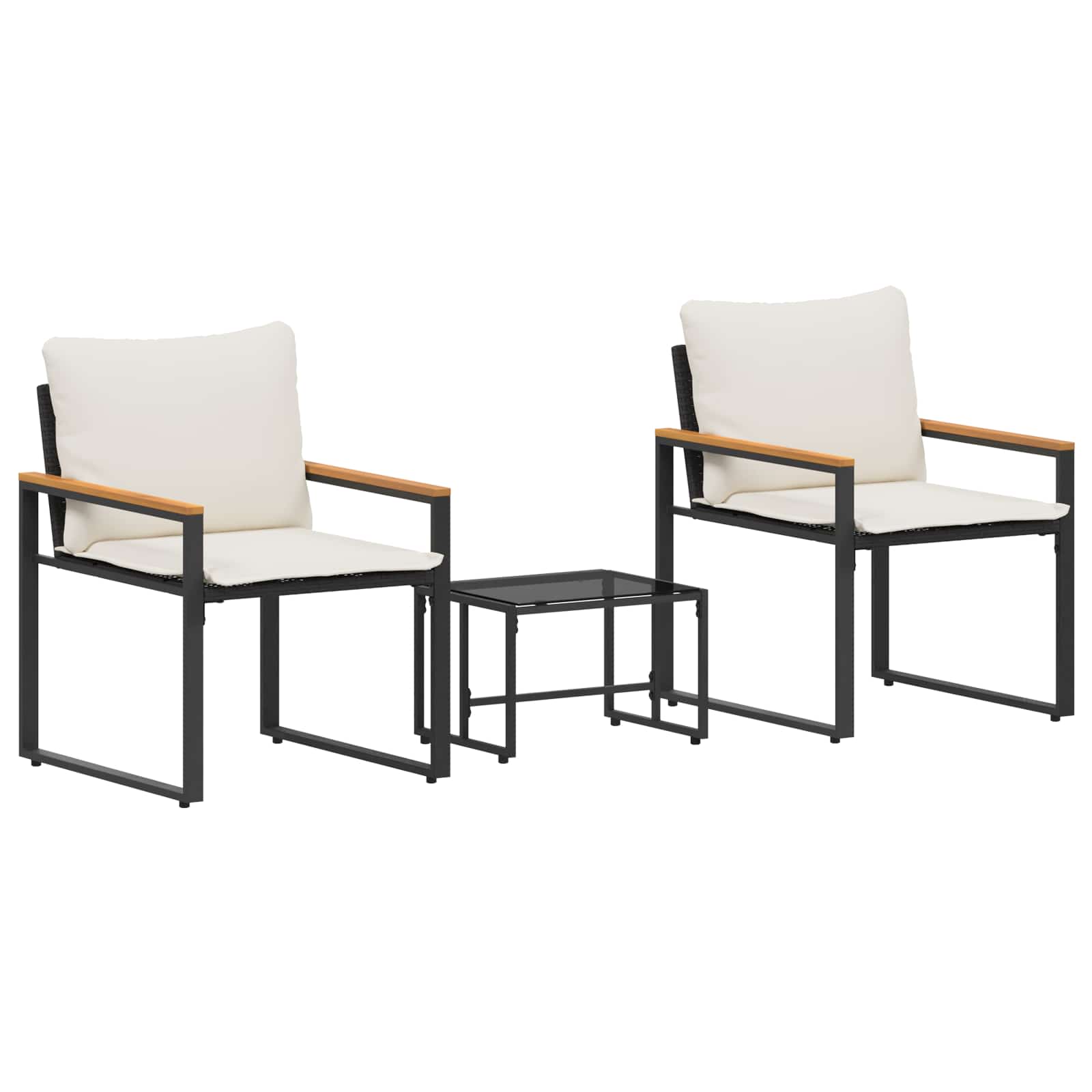 Meubelsets met kussen 3 pcs Zwart en Cream Wit Rattan is nu te koop bij PeponiXL, paradijselijk wonen!