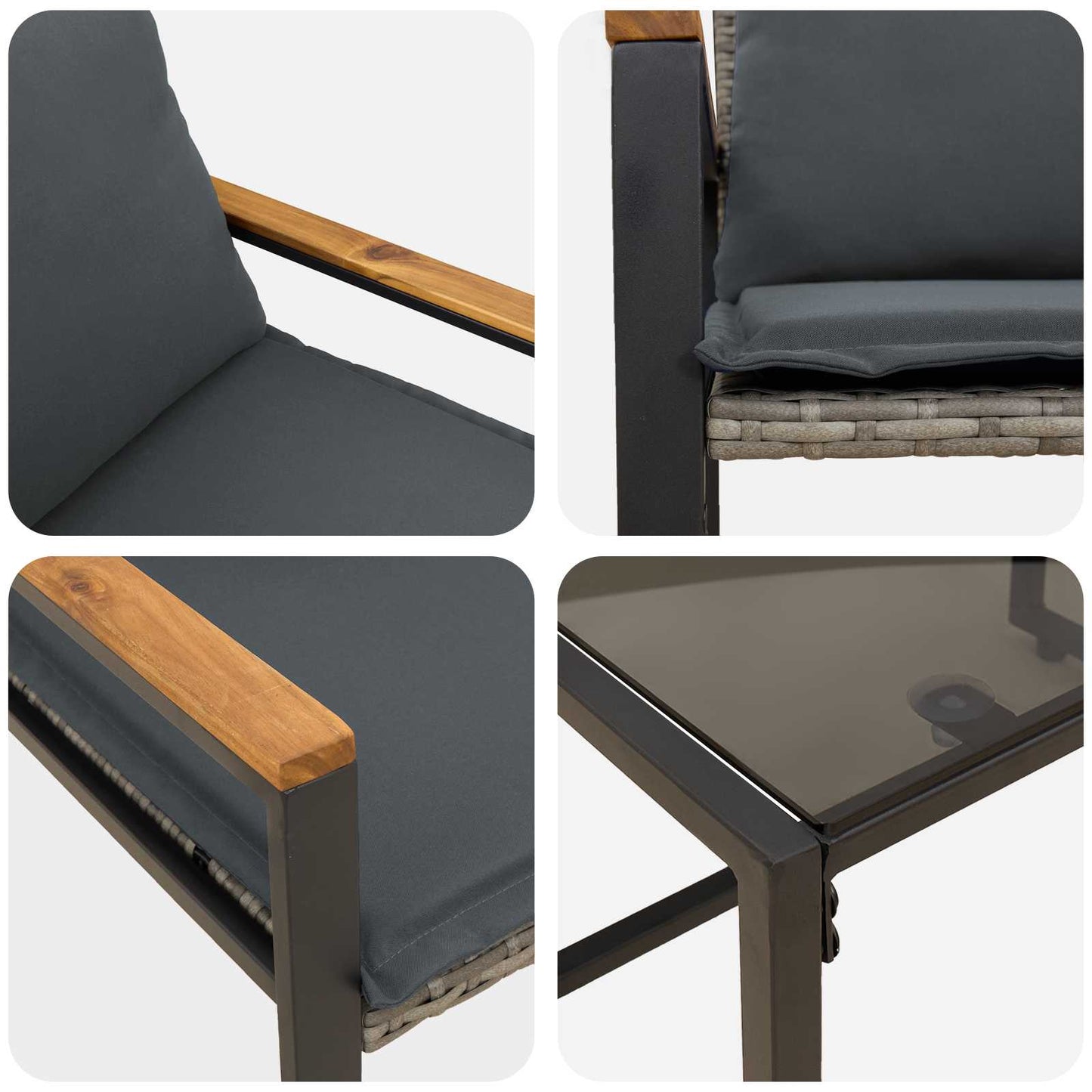 Meubelsets met kussen 3 pcs Grijs en Donkergrijs Rattan is nu te koop bij PeponiXL, paradijselijk wonen!