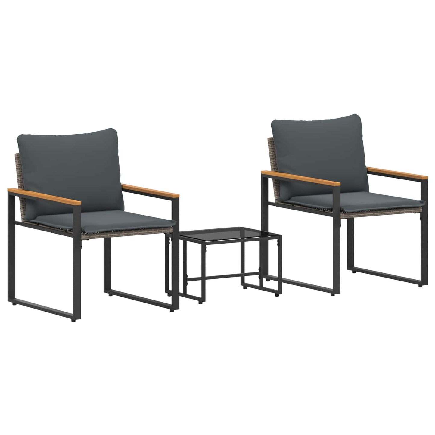 Meubelsets met kussen 3 pcs Grijs en Donkergrijs Rattan is nu te koop bij PeponiXL, paradijselijk wonen!