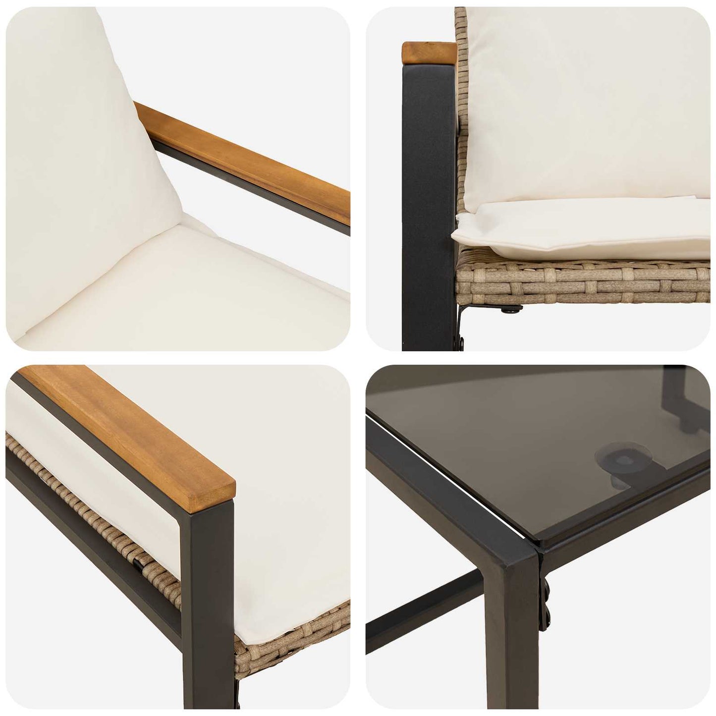 Meubelsets met kussen 3 pcs Beige en Crème Wit Rattan is nu te koop bij PeponiXL, paradijselijk wonen!
