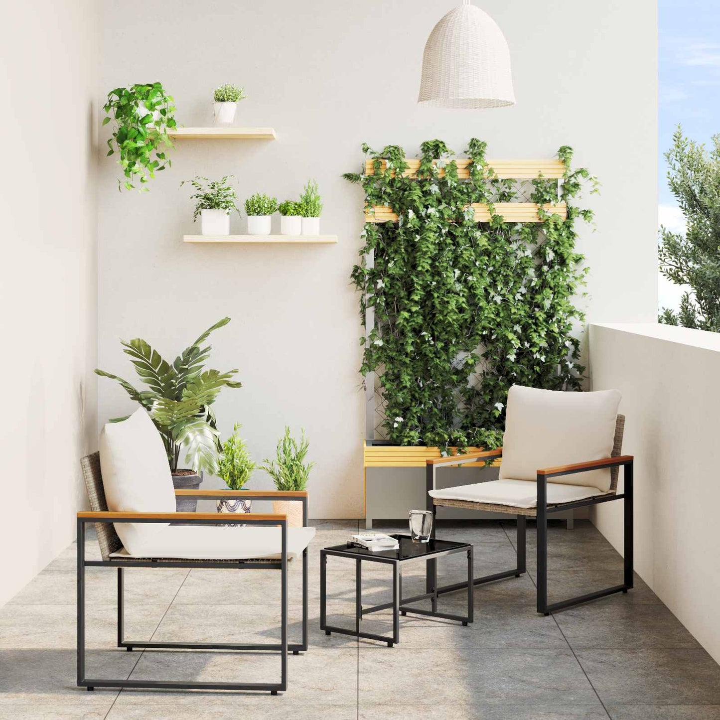 Meubelsets met kussen 3 pcs Beige en Crème Wit Rattan is nu te koop bij PeponiXL, paradijselijk wonen!