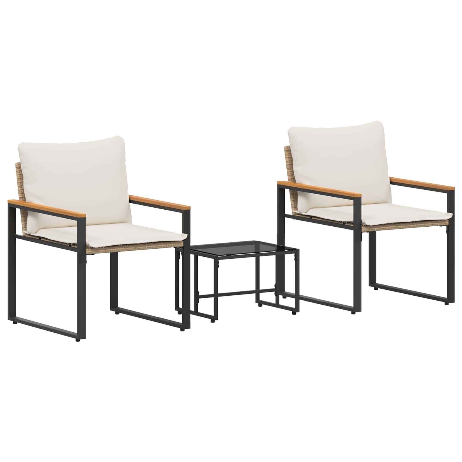 Meubelsets met kussen 3 pcs Beige en Crème Wit Rattan is nu te koop bij PeponiXL, paradijselijk wonen!
