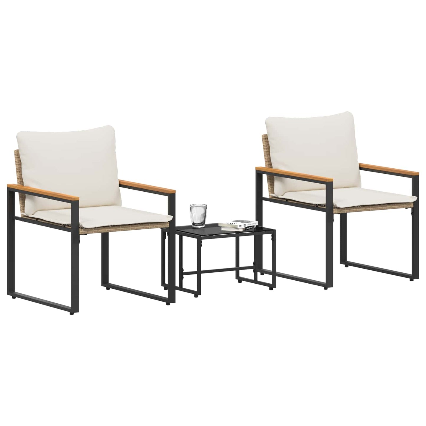 Meubelsets met kussen 3 pcs Beige en Crème Wit Rattan is nu te koop bij PeponiXL, paradijselijk wonen!