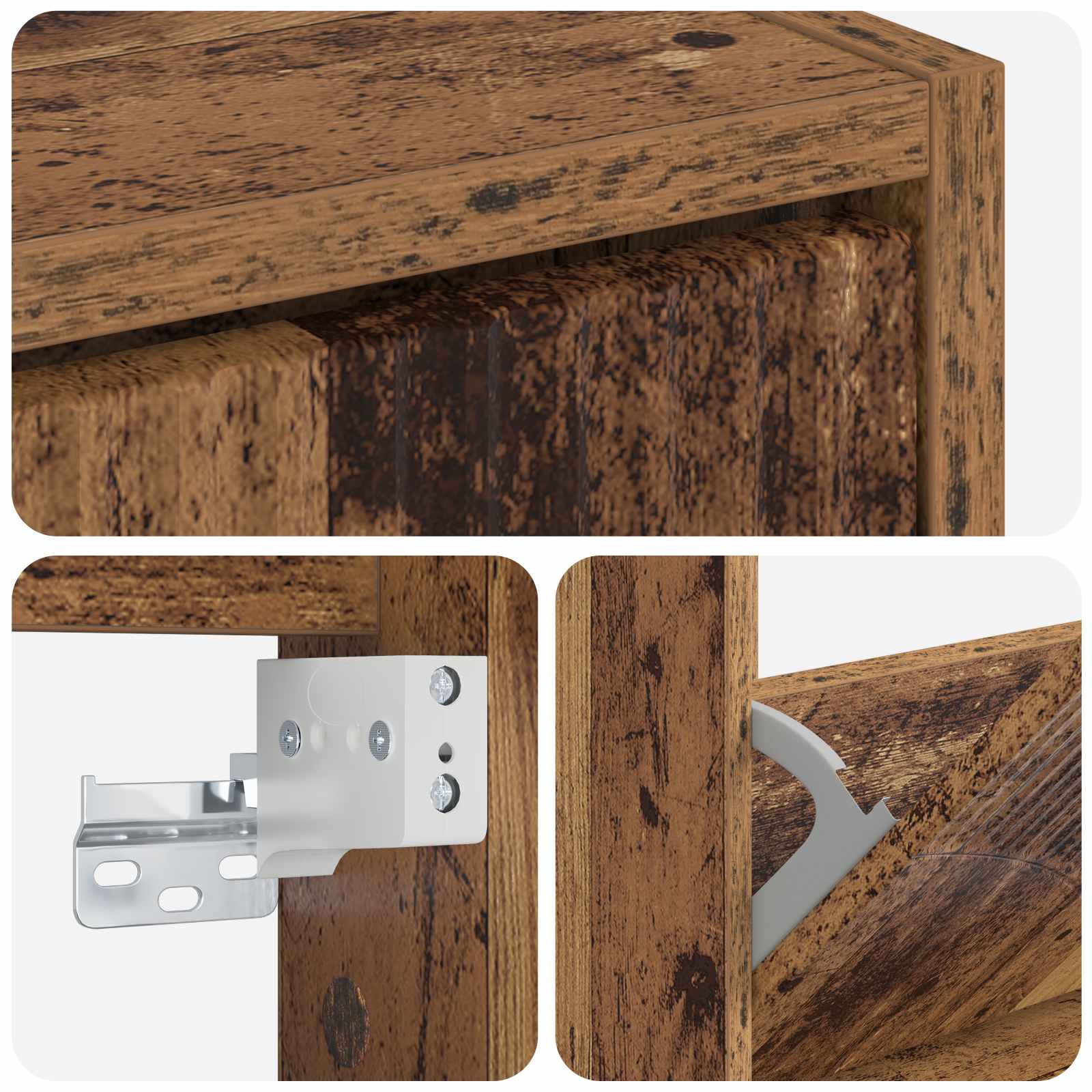 Wandgemonteerde Schoenkast HOORN 71 x 17 x 86 cm Bewerkt hout is nu te koop bij PeponiXL, paradijselijk wonen!
